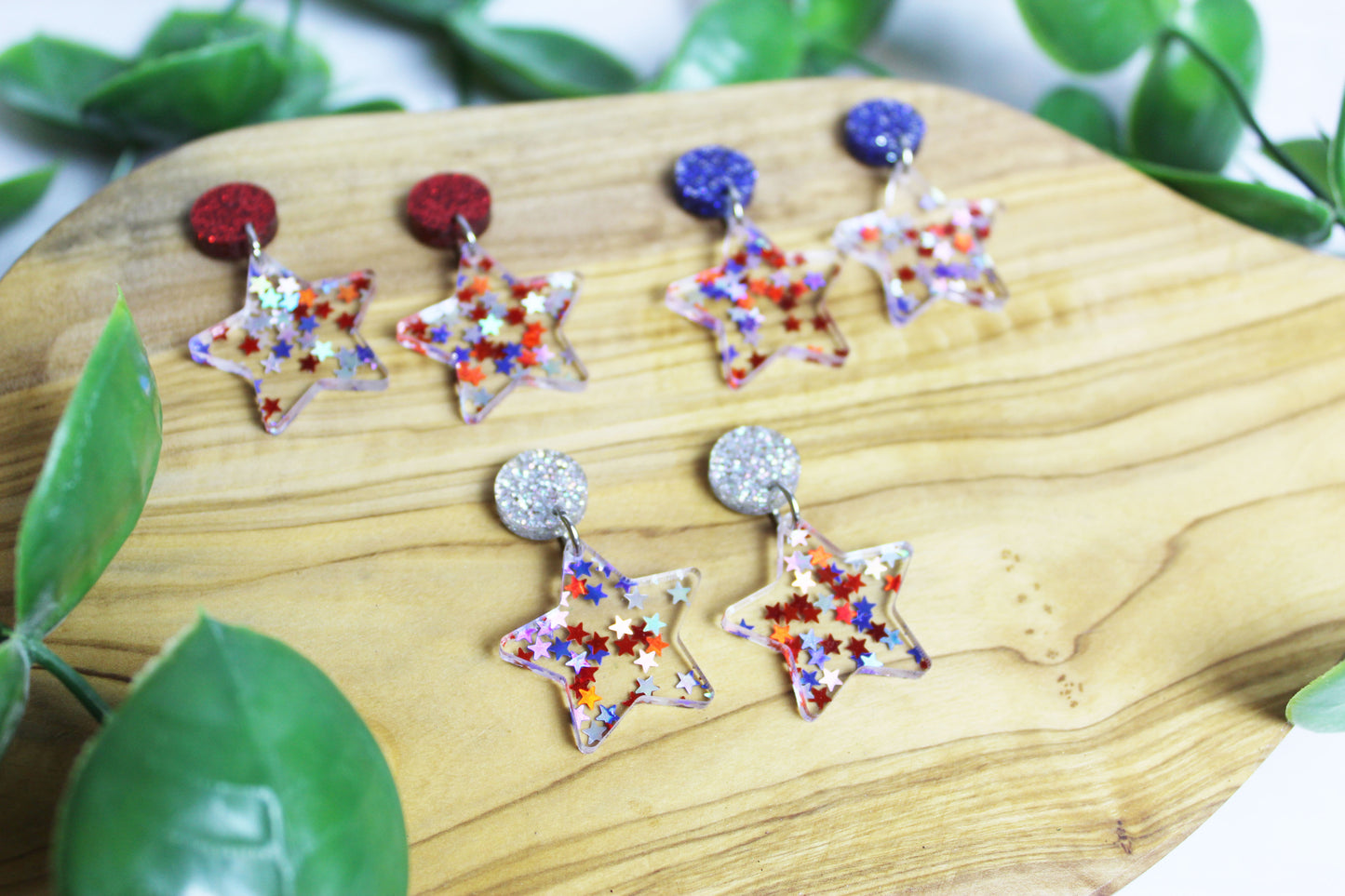 Glitter Star Dangle Earrings