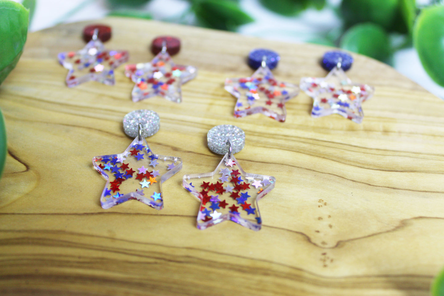 Glitter Star Dangle Earrings