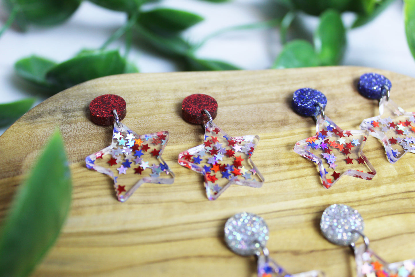 Glitter Star Dangle Earrings