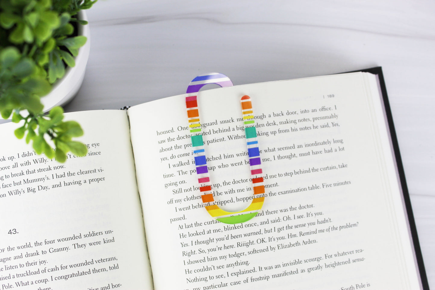 Rainbow Stripe Jumbo Paper Clip Shaped Bookmark