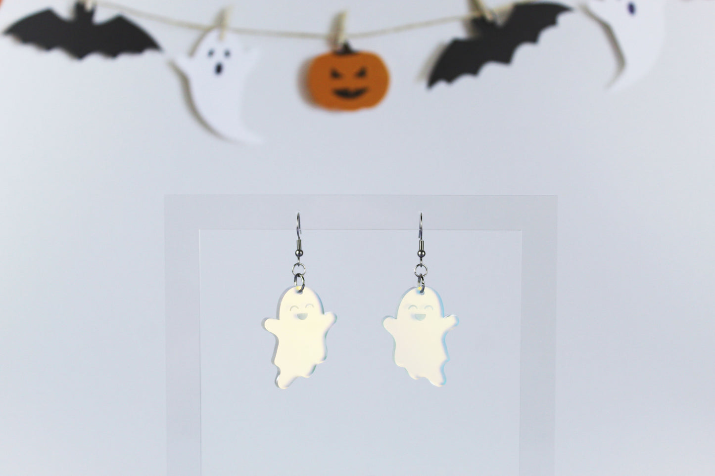 Cute Frosted Iridescent Ghost Dangles