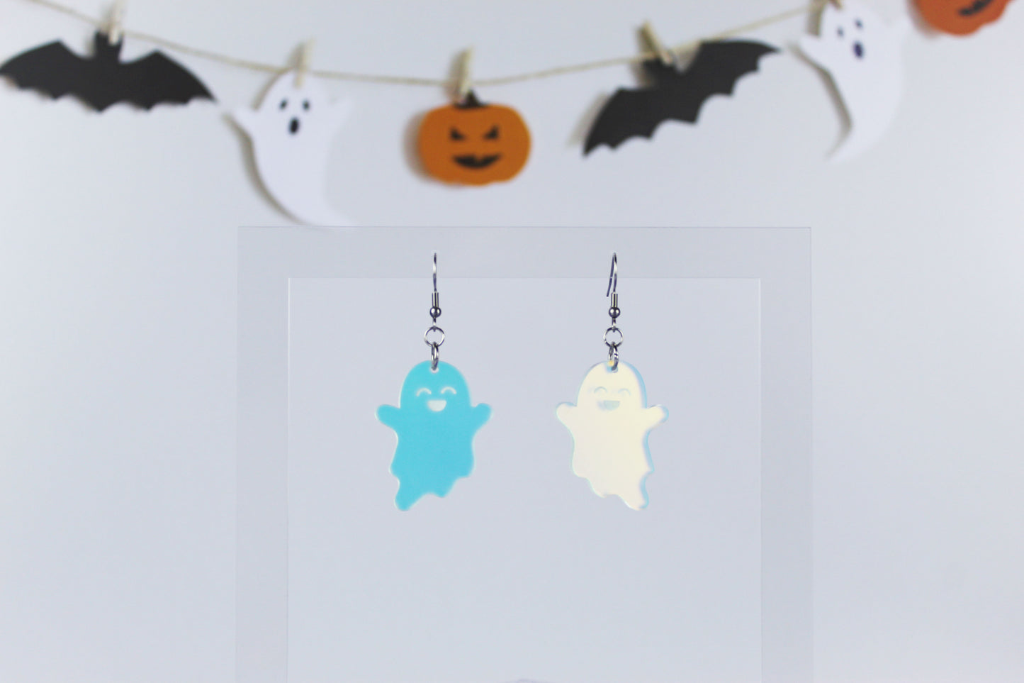 Cute Frosted Iridescent Ghost Dangles