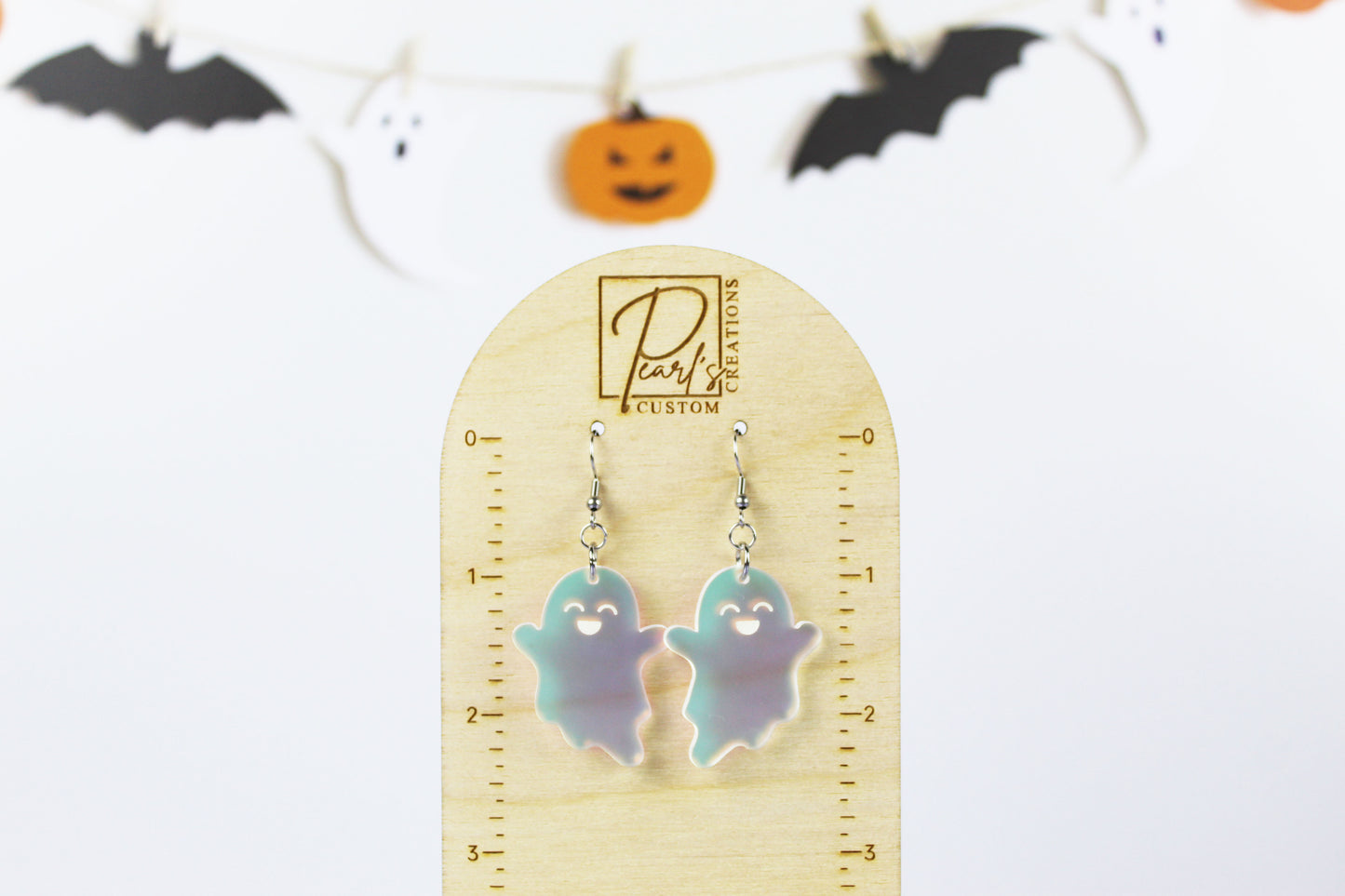 Cute Frosted Iridescent Ghost Dangles