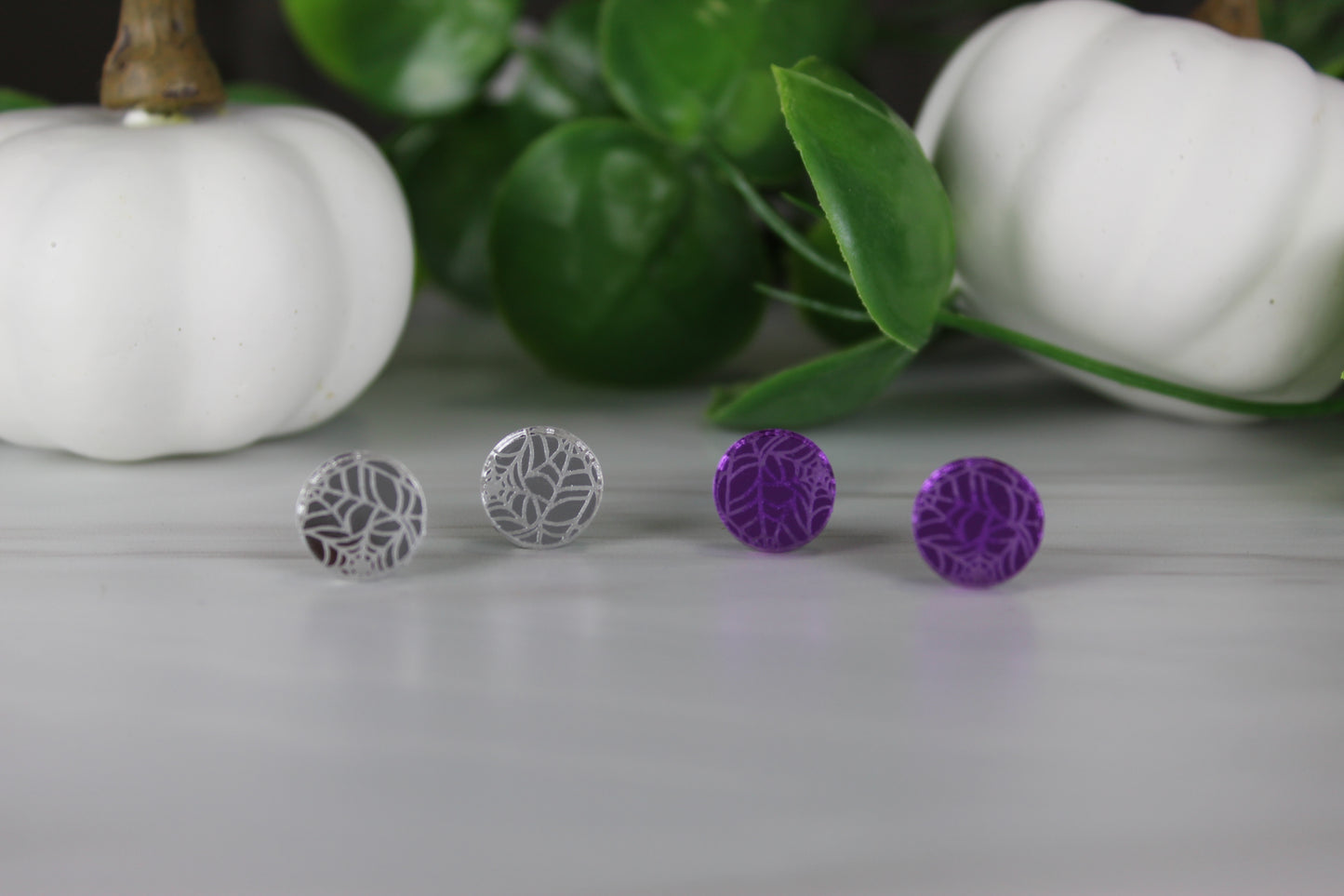 Spiderweb Mirror Stud Earrings