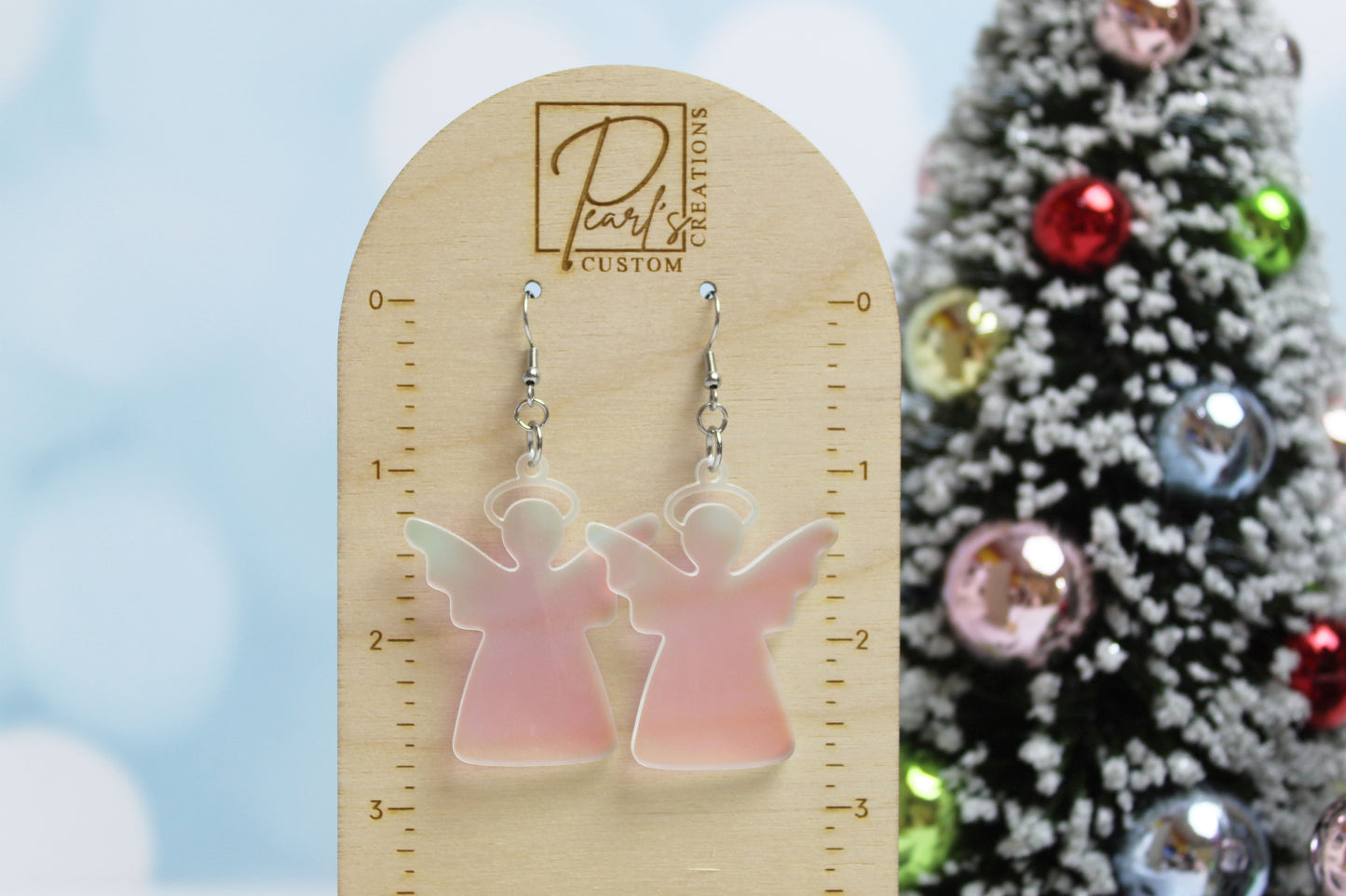 Frosted Iridescent Angel Earrings