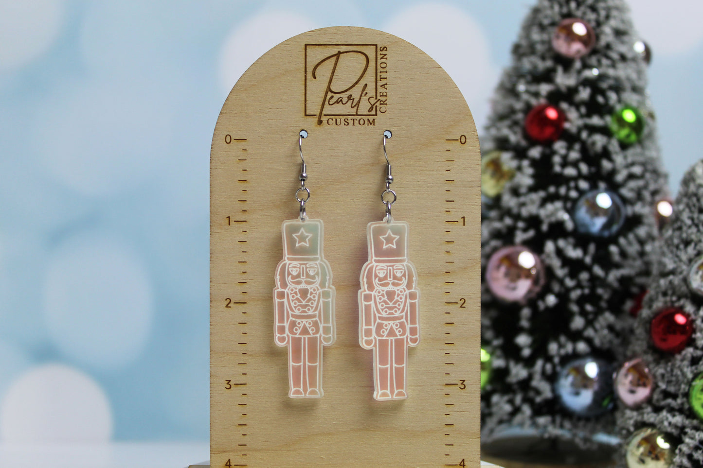 Frosted Iridescent Nutcracker Earrings