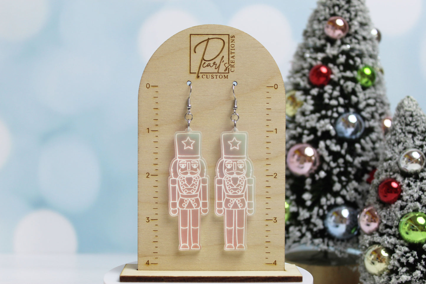 Frosted Iridescent Nutcracker Earrings