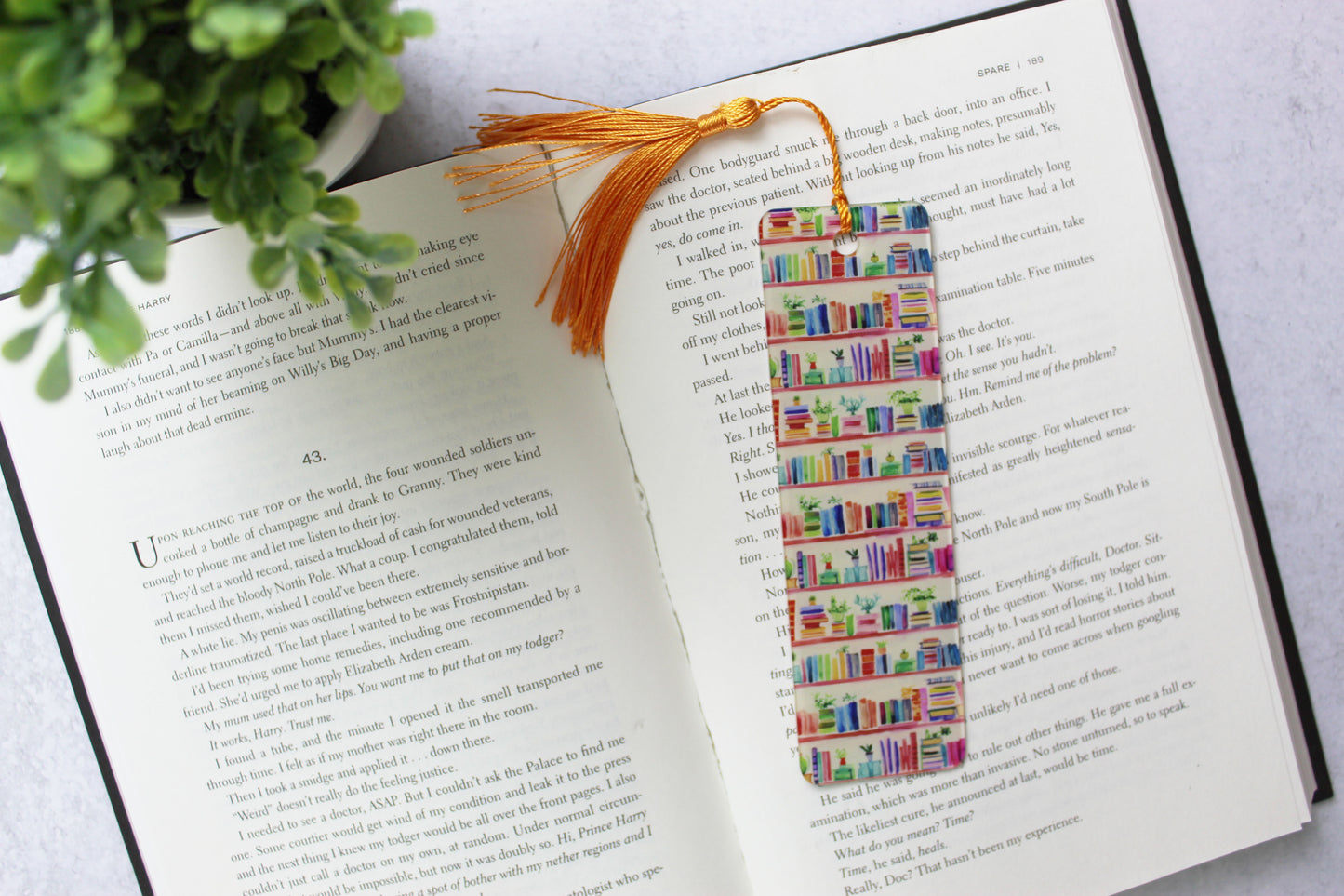 Watercolor Bookshelf Bookmark