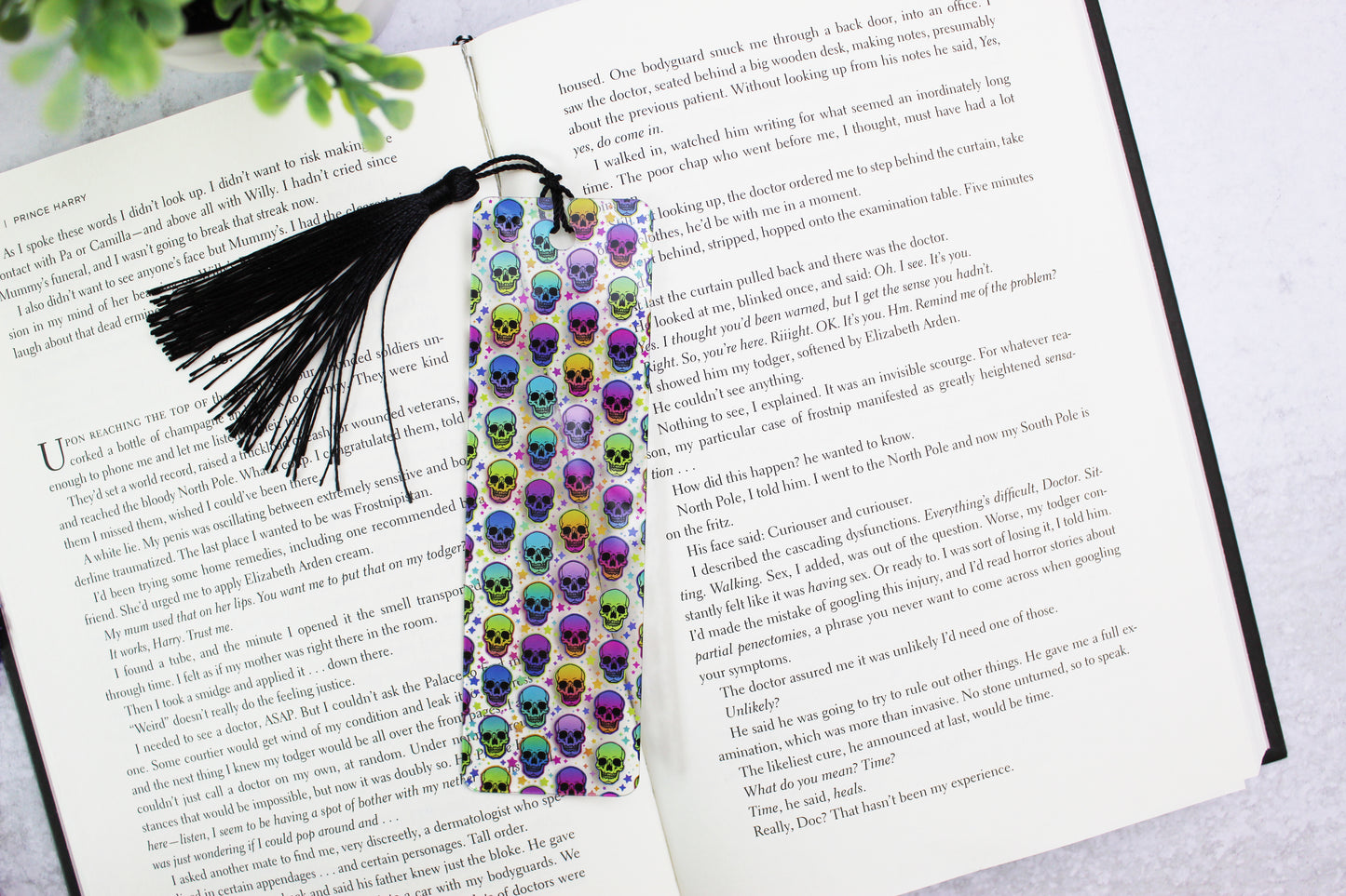 Rainbow Skulls Bookmark