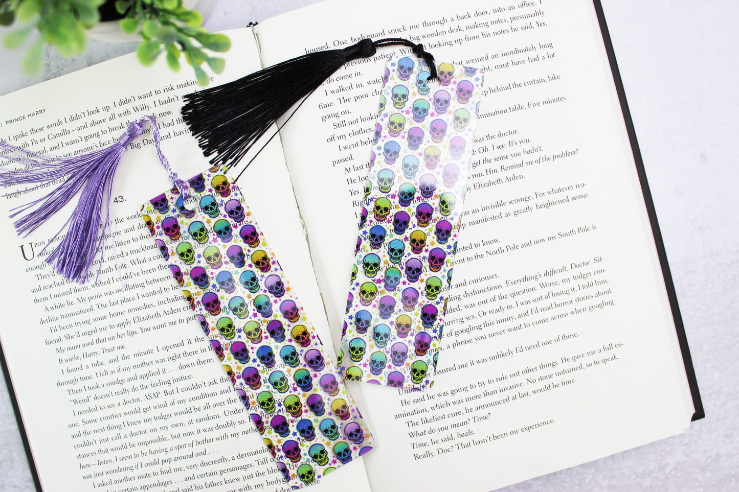 Rainbow Skulls Bookmark