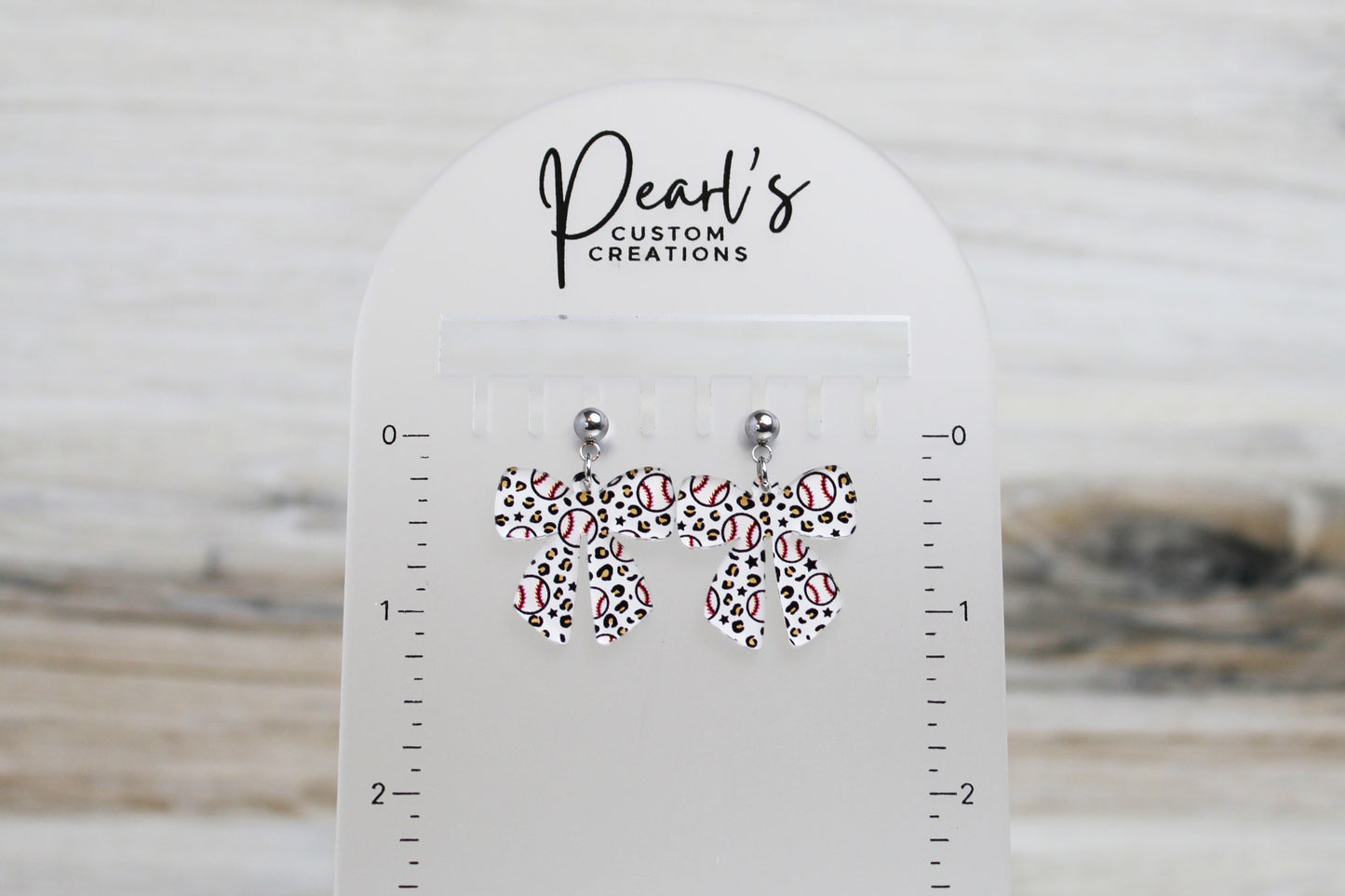 Baseball Leopard Print Bow Dangle Earrings