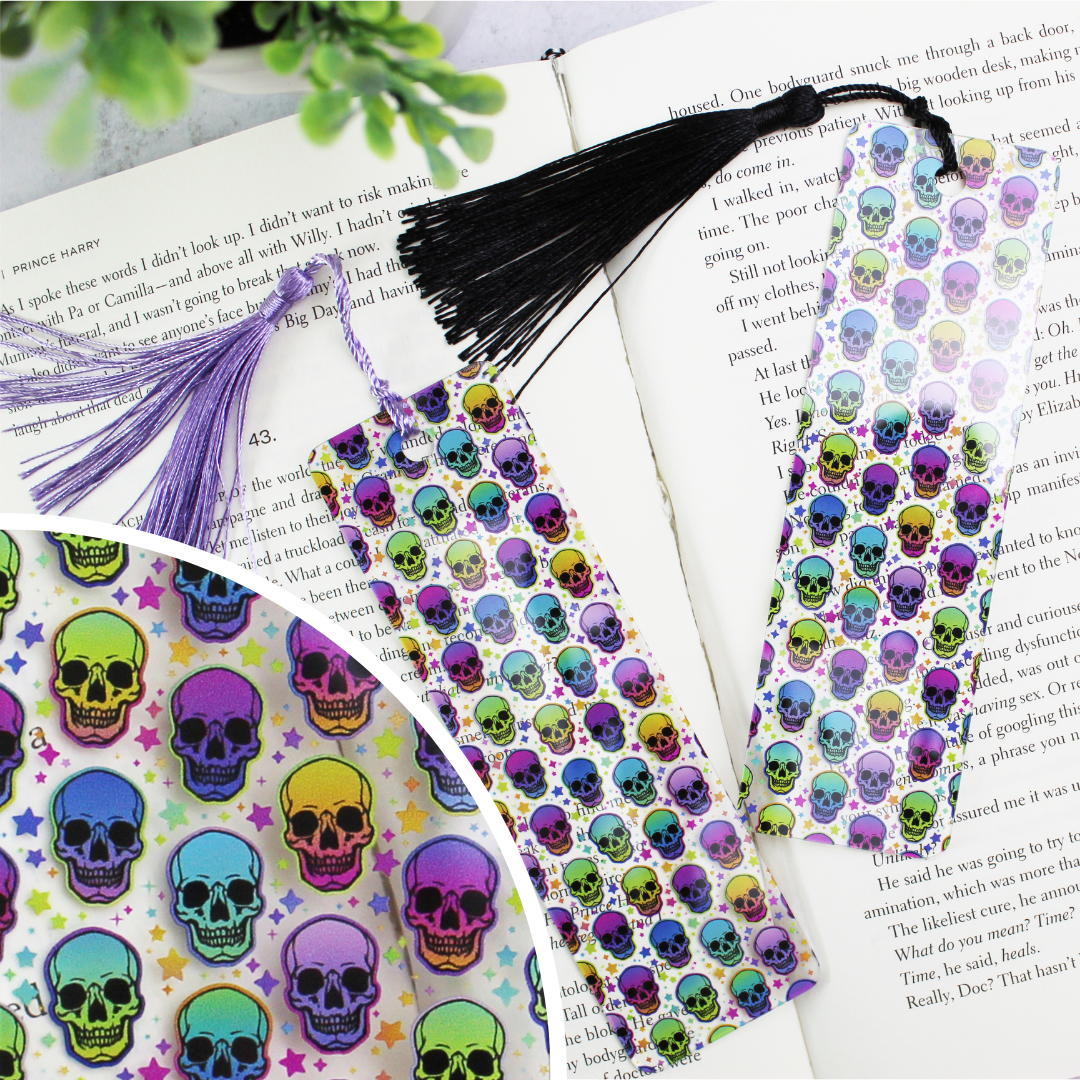 Rainbow Skulls Bookmark