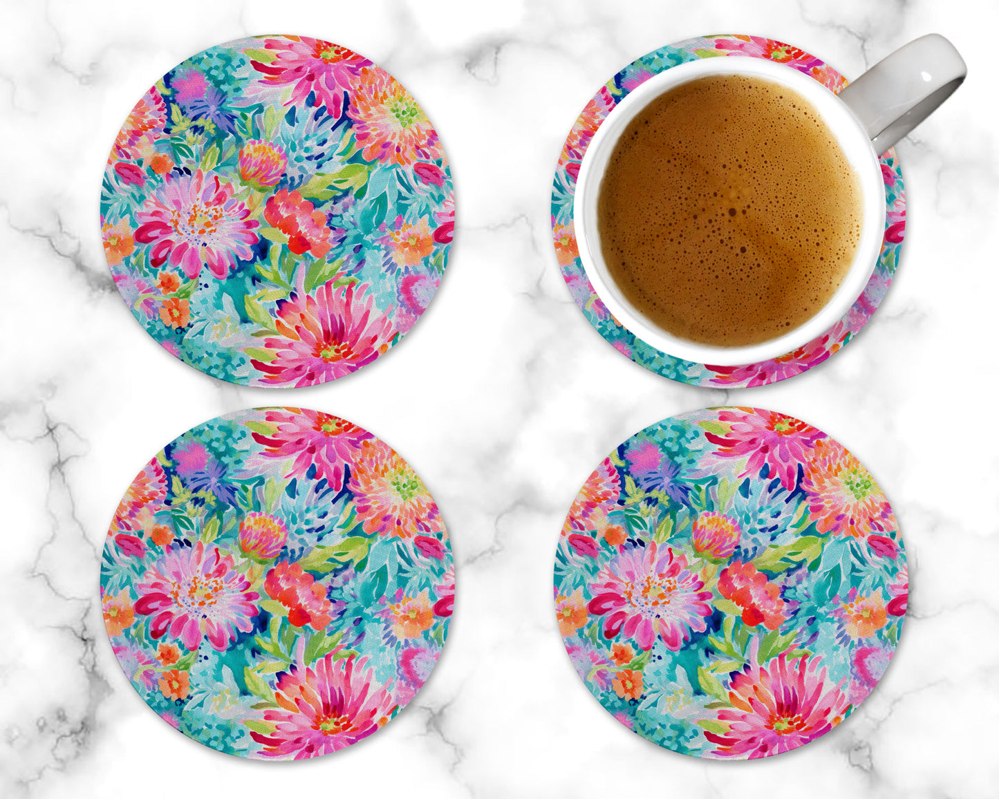 Preppy Floral Drink Coaster