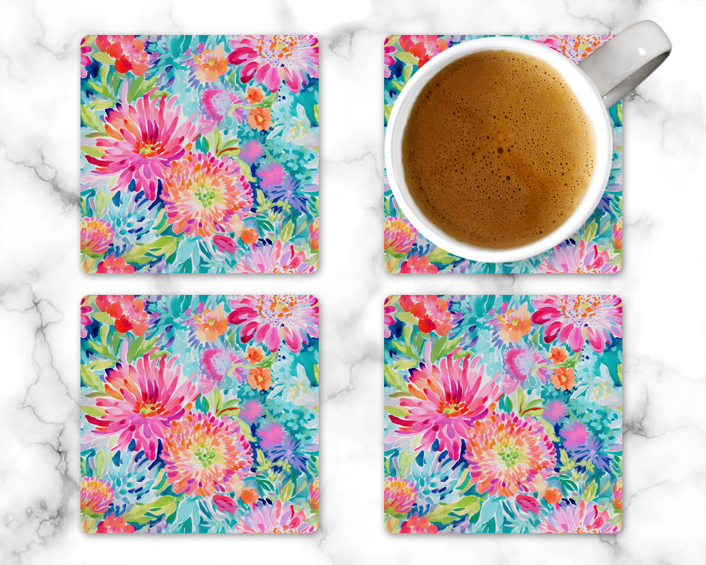 Preppy Floral Drink Coaster