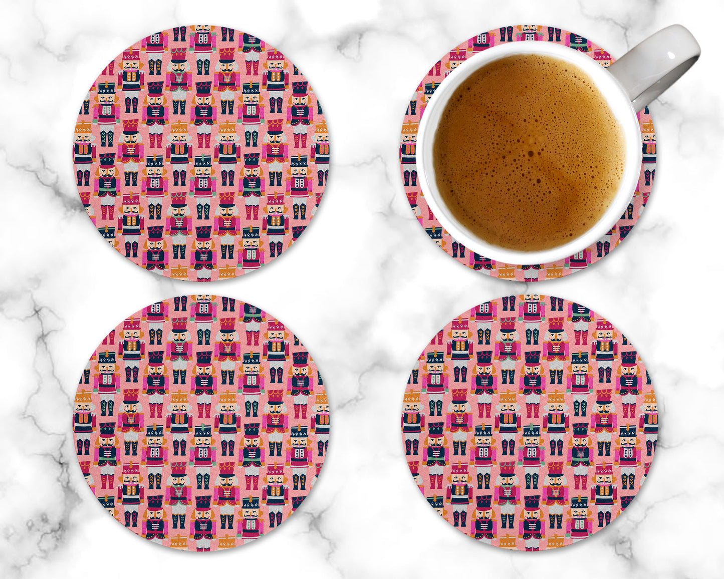 Pink Nutcracker Drink Coasters, Set of 4