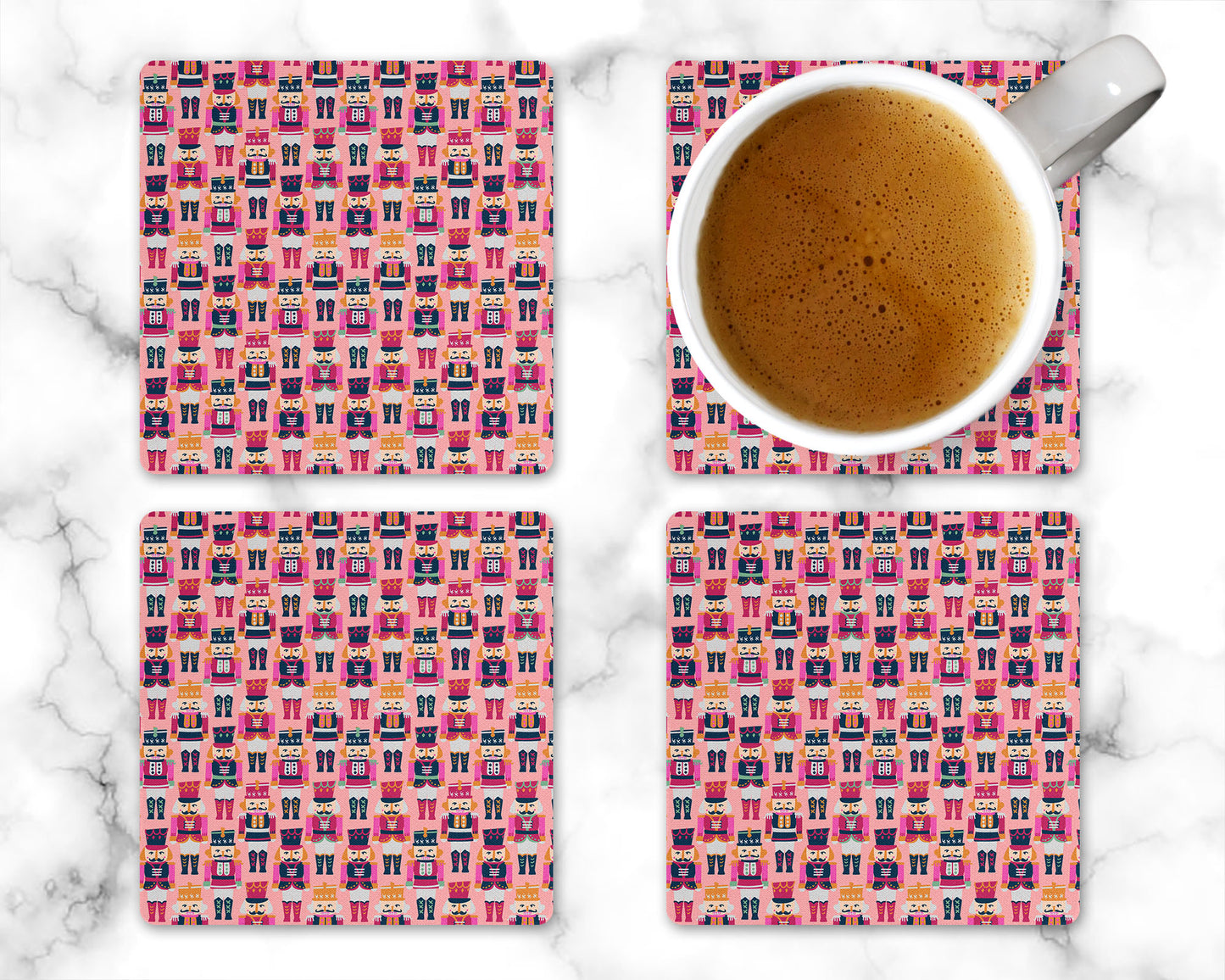 Pink Nutcracker Drink Coasters, Set of 4
