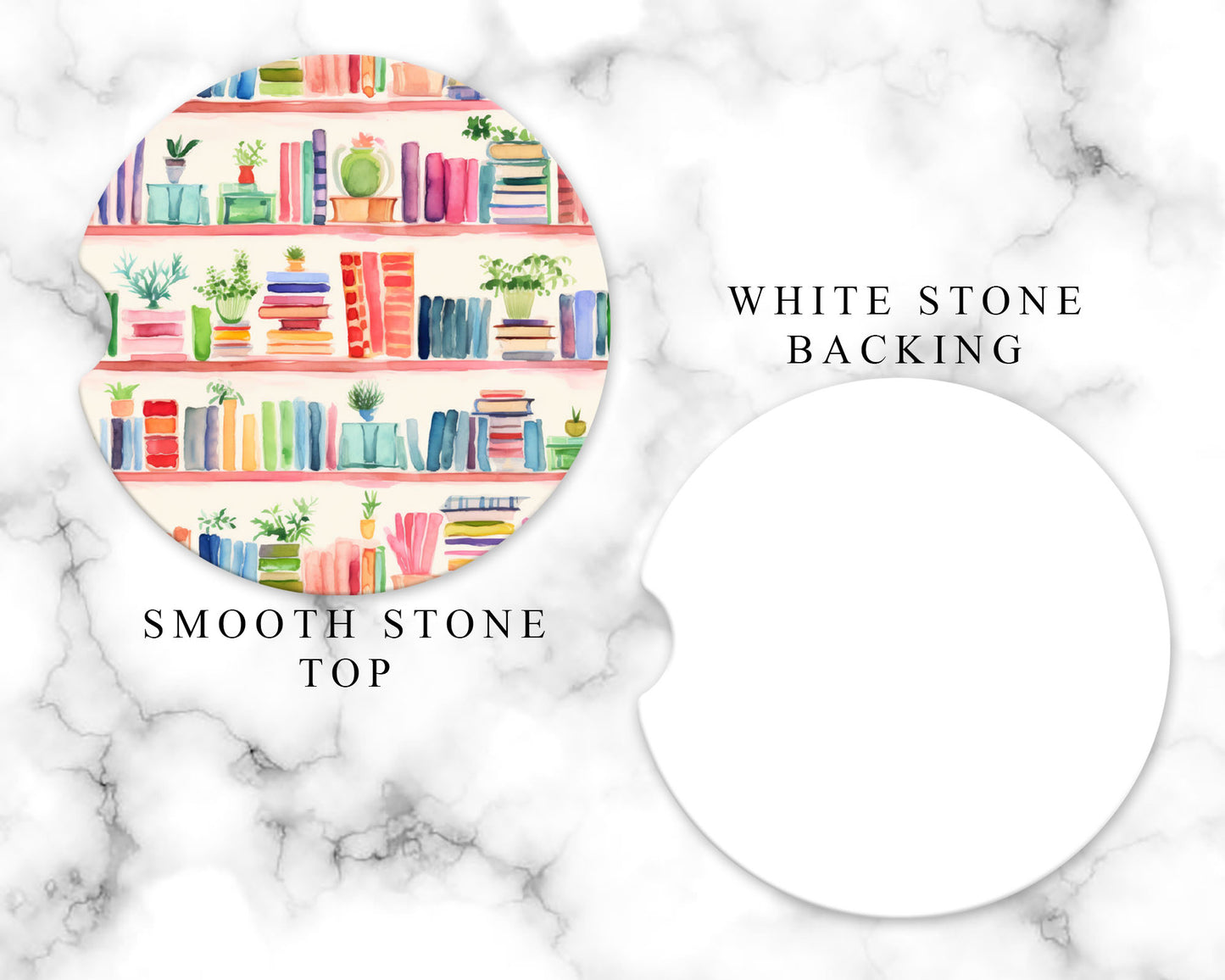 Watercolor Bookshelf Car Coasters