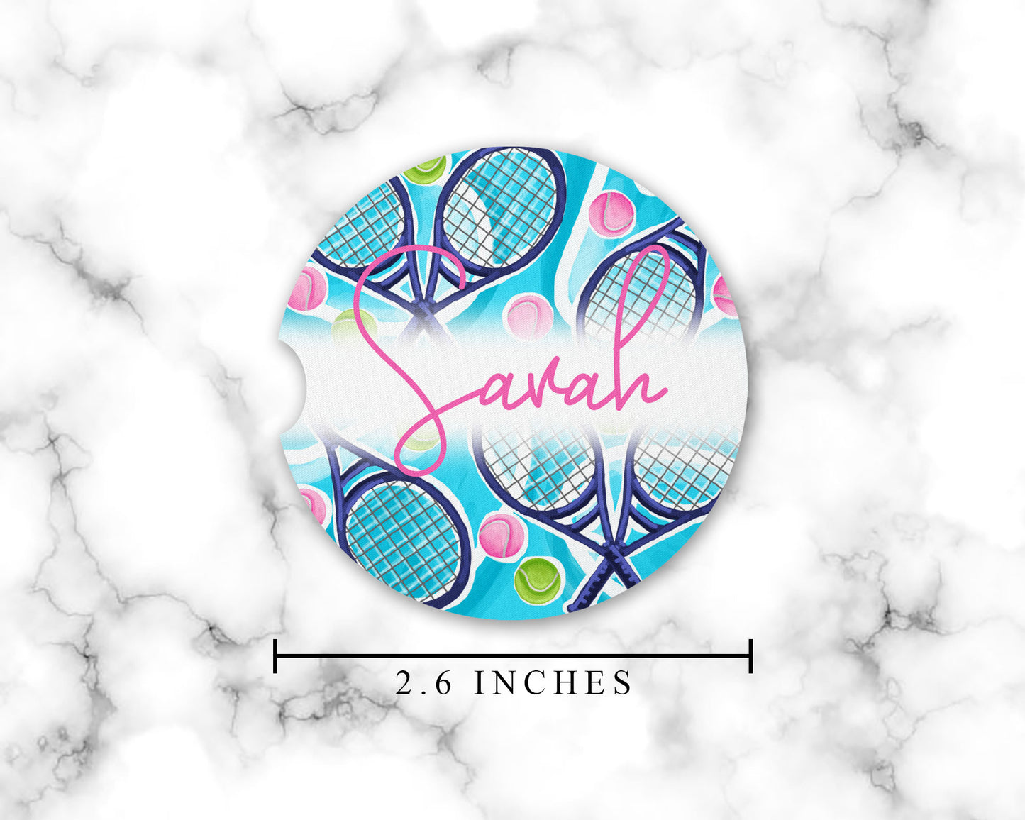 Personalized Blue Tennis Car Coasters