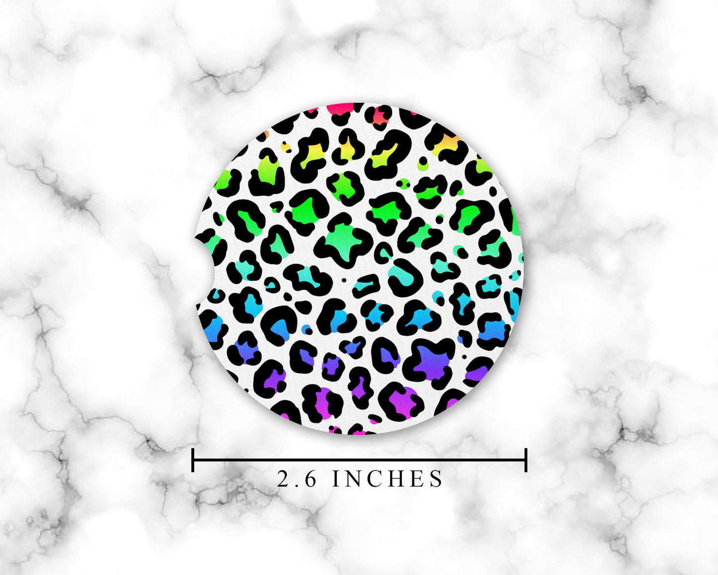 Rainbow Leopard Print Car Coasters