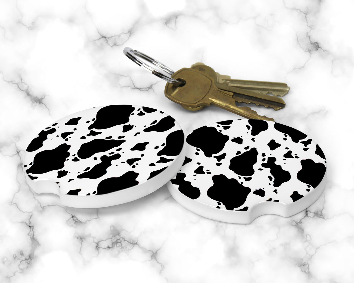 Cow Print Car Coasters