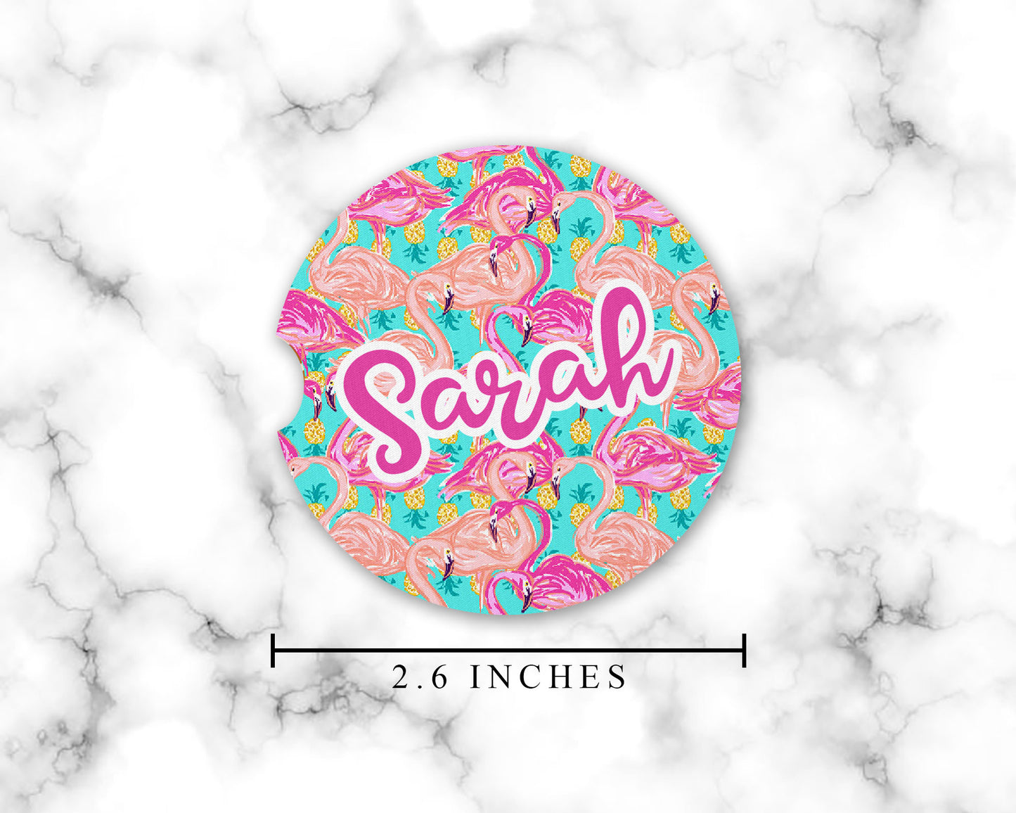 Personalized Flamingo Car Coasters