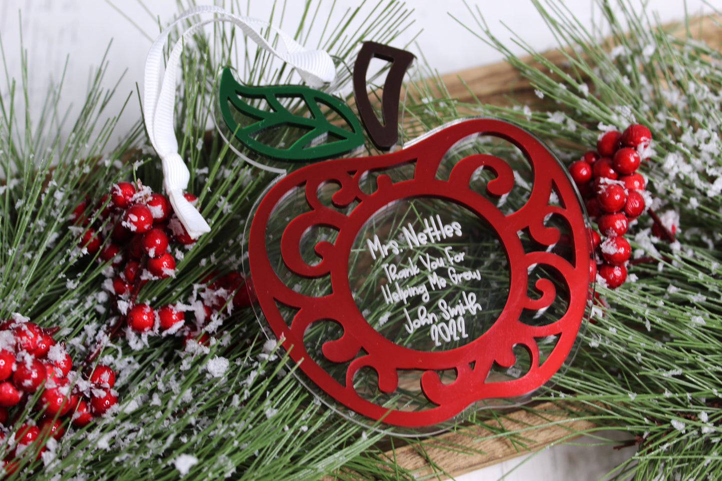Personalized Apple Teacher Ornament