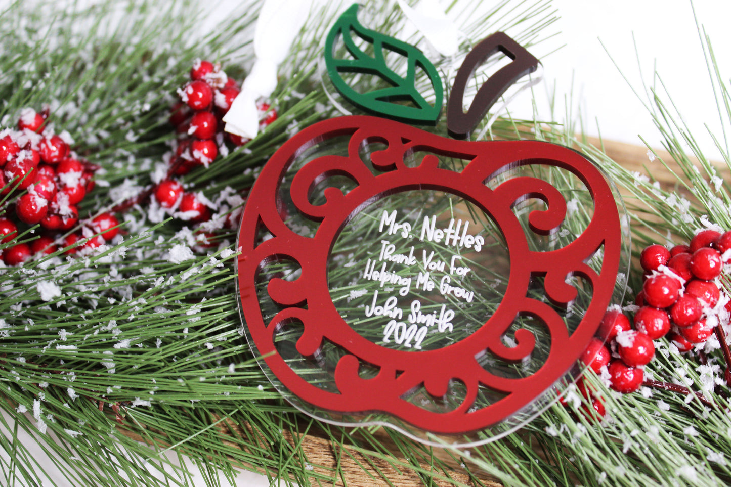 Personalized Apple Teacher Ornament