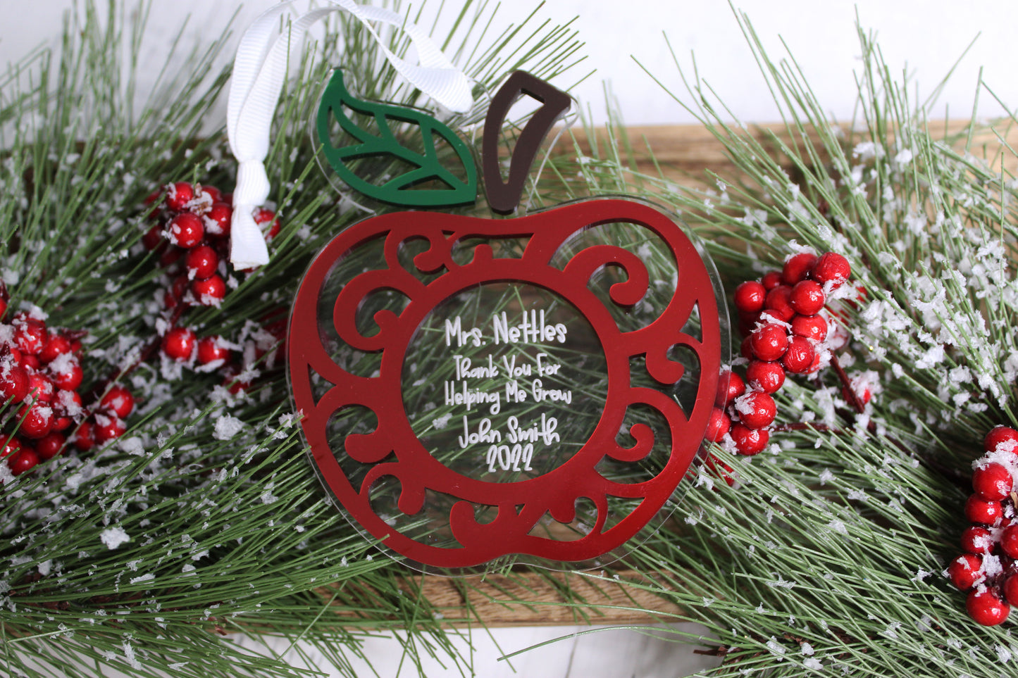 Personalized Apple Teacher Ornament