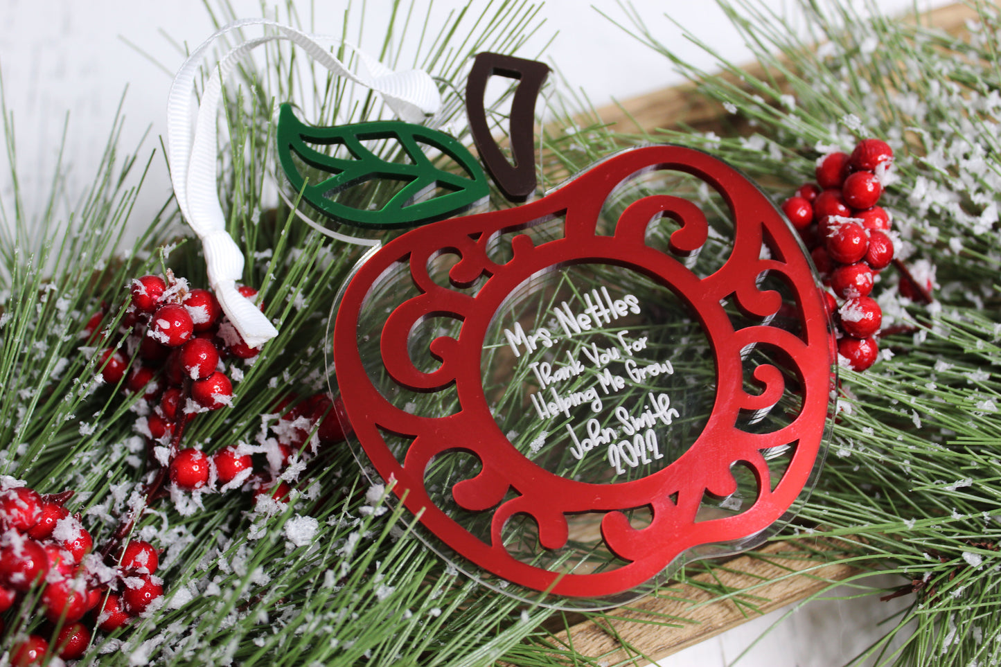 Personalized Apple Teacher Ornament