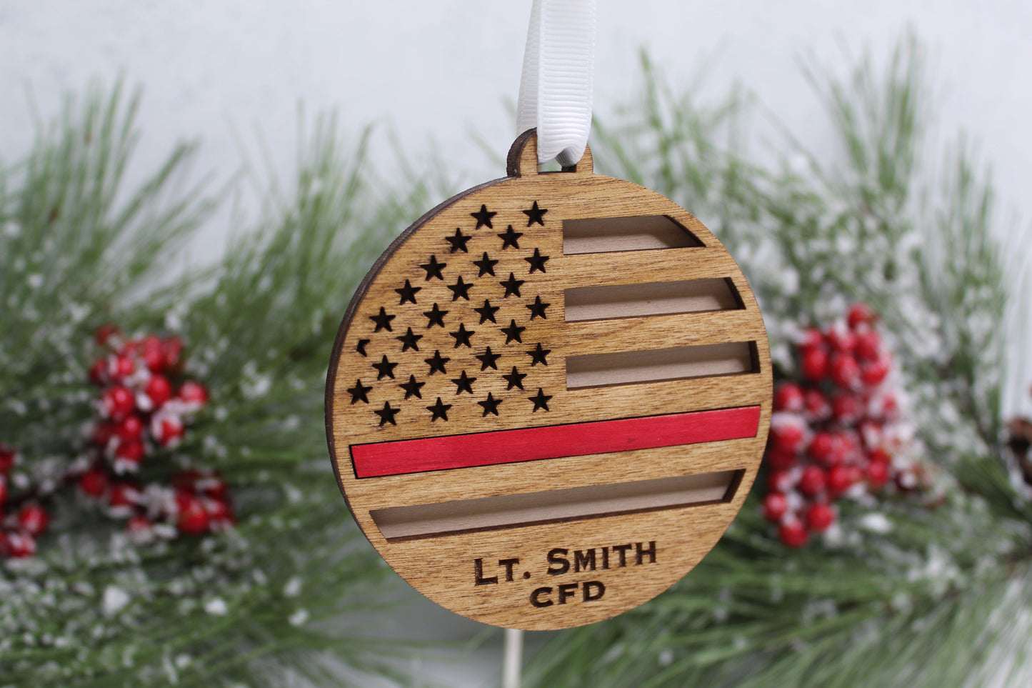 Personalized Firefighter Thin Red Line Ornament
