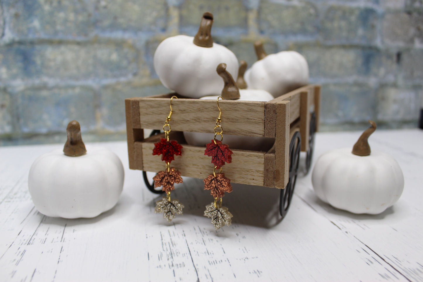Glitter Fall Leaf Dangle Earrings