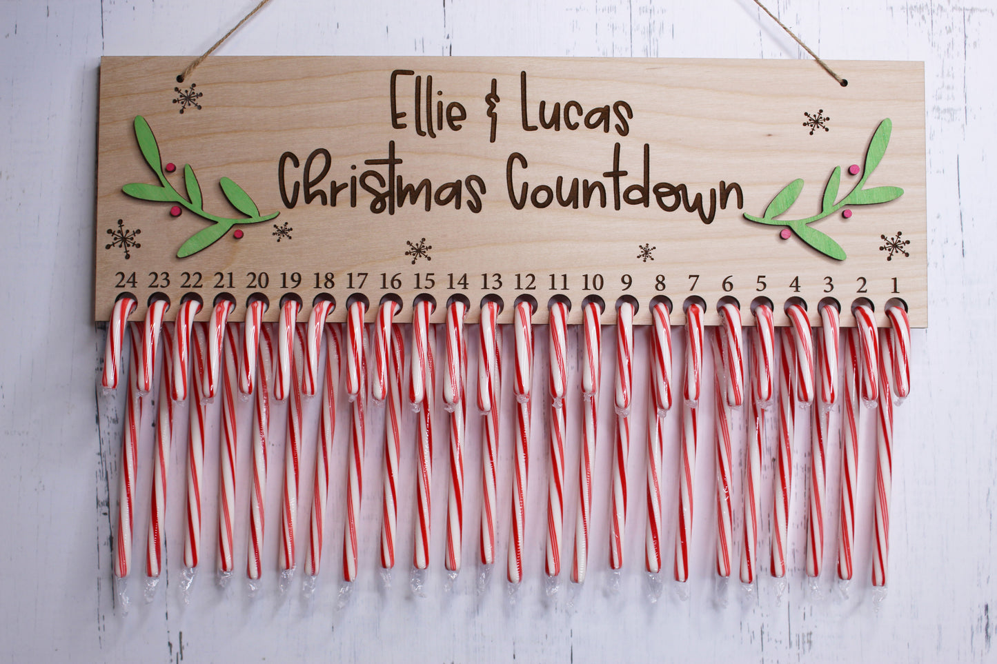 Personalized Candy Cane Christmas Countdown