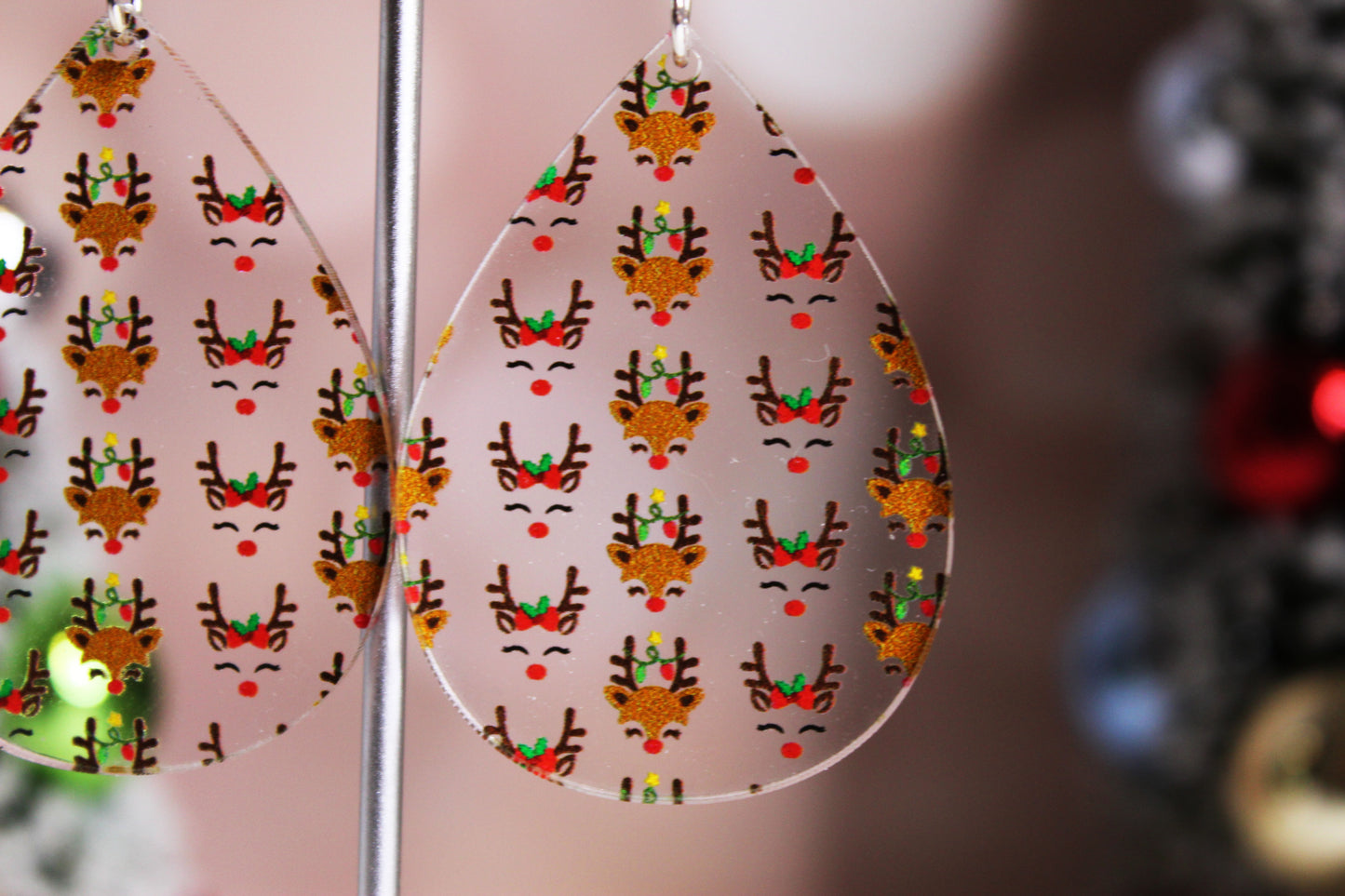 Custom Reindeer Teardrop Earrings