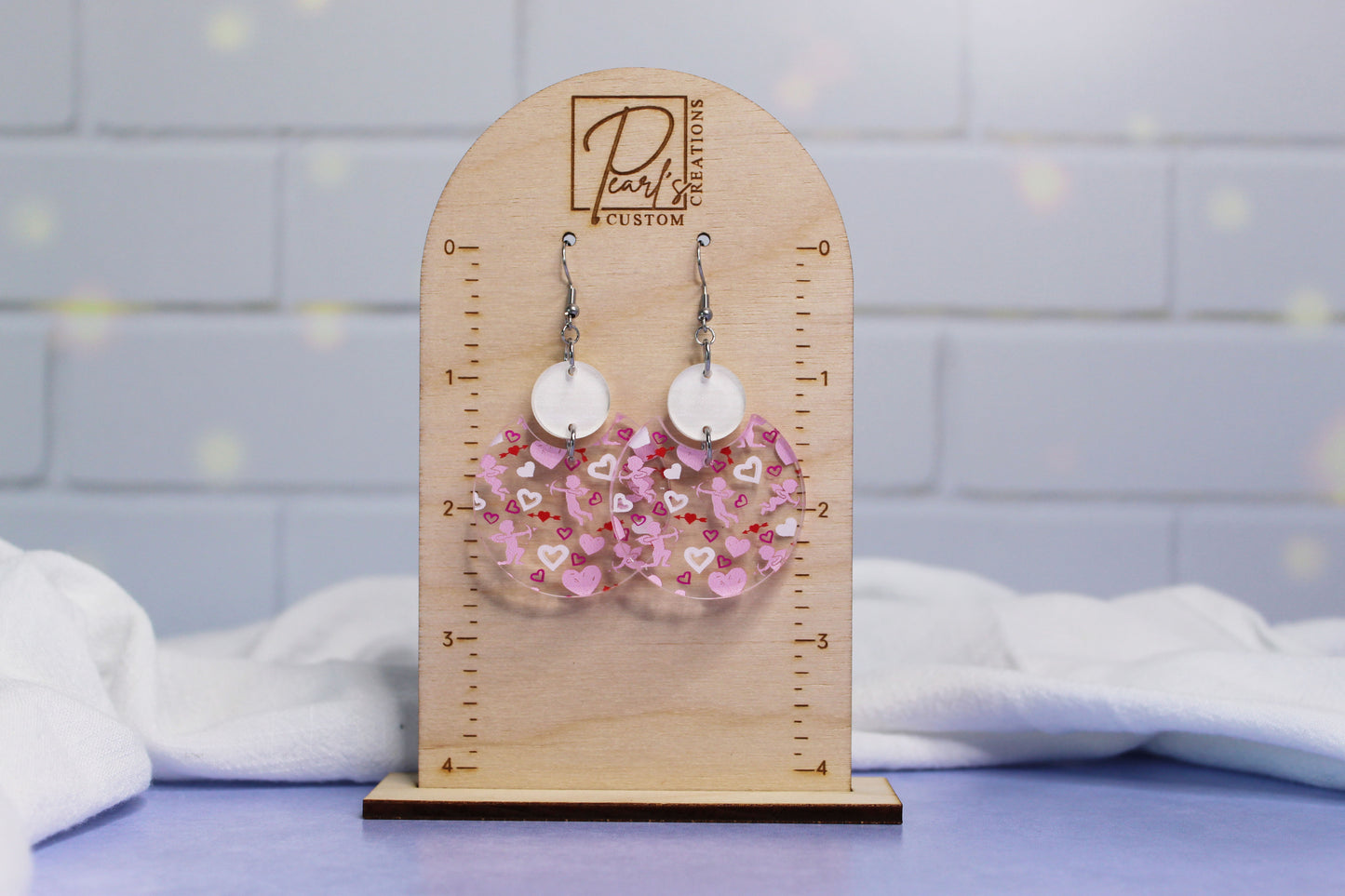 Cupid and Heart Dangle Earrings