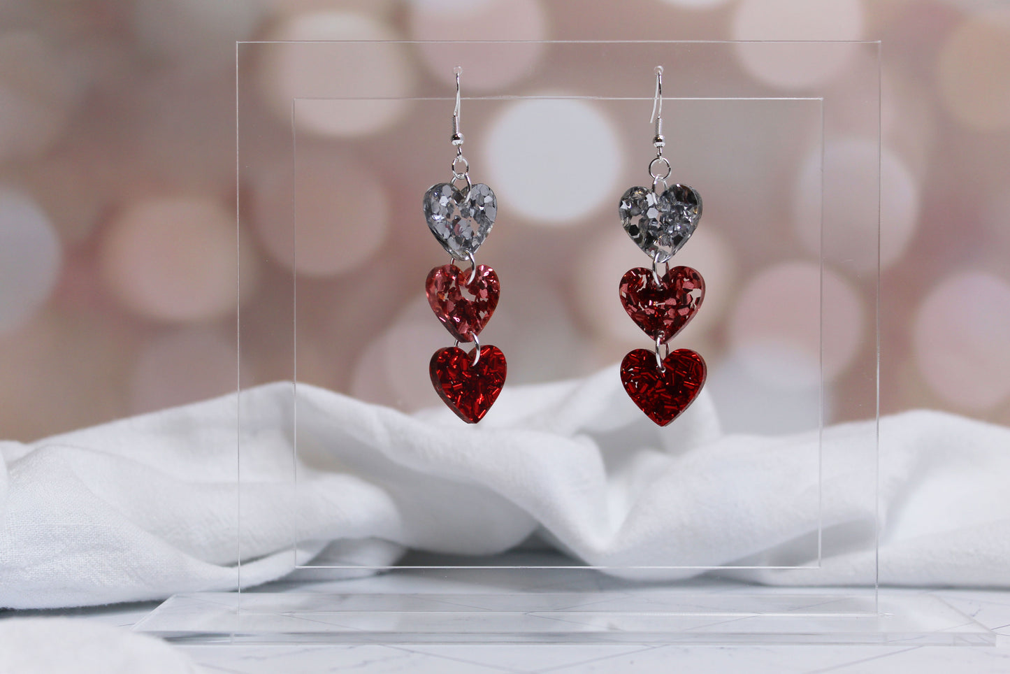 Chunky Glitter Heart Dangle Earrings