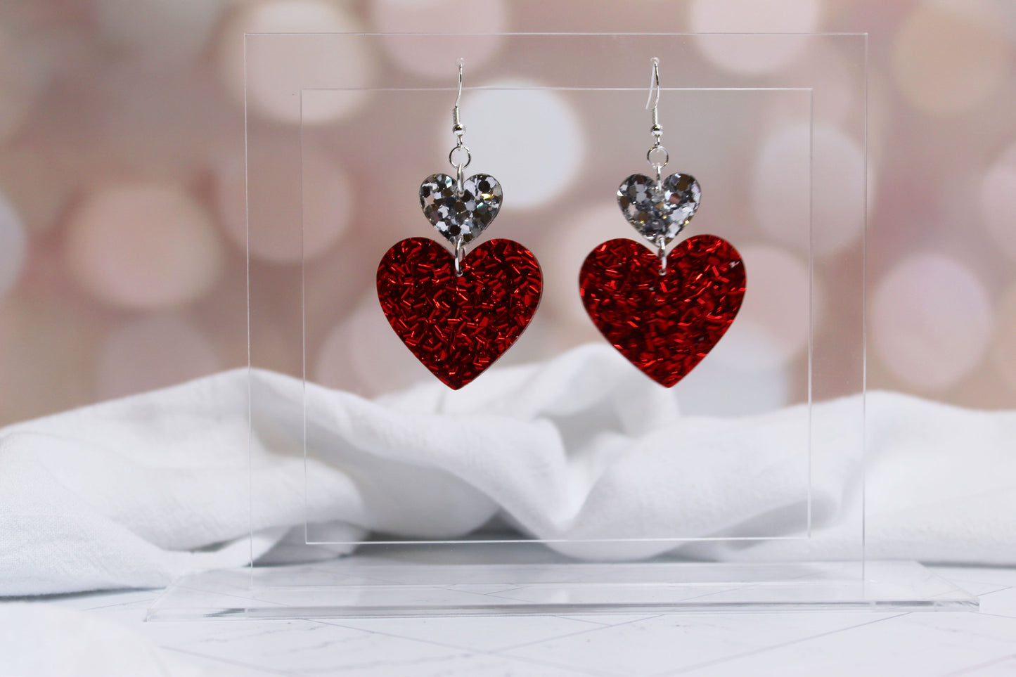 Chunky Glitter Heart Dangle Earrings