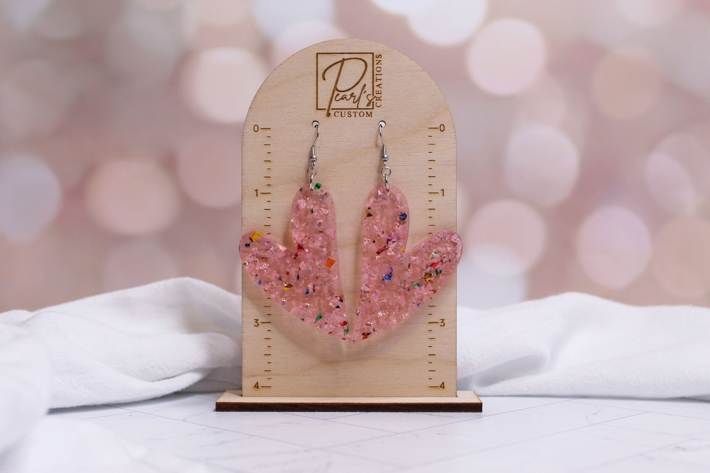 Pink Heart Dangle Earrings