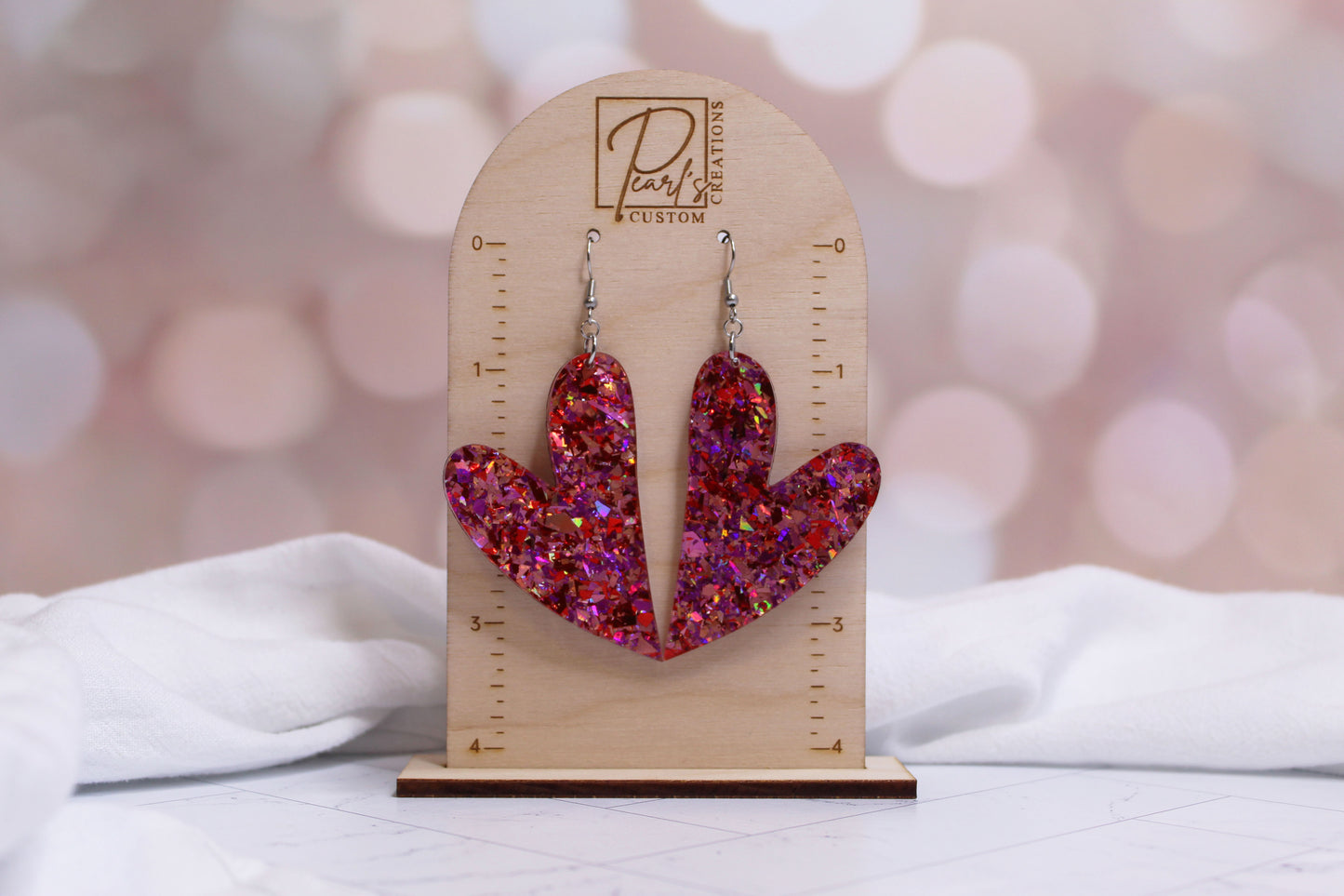 Confetti Glitter Heart Dangle Earrings