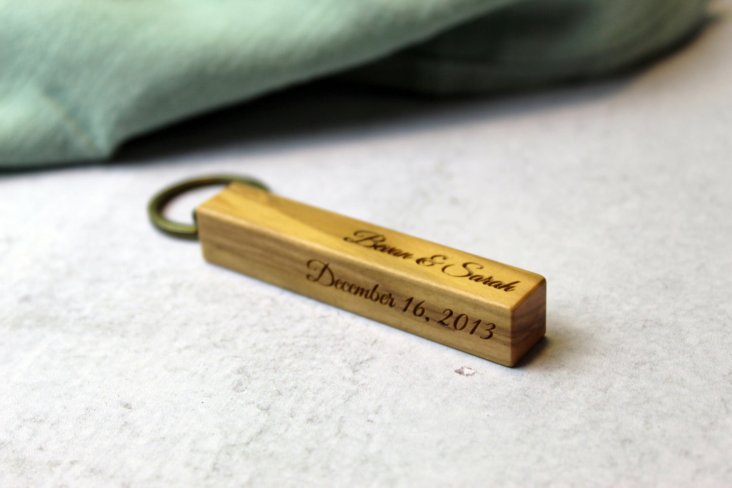 Personalized Wood Bar Keychain