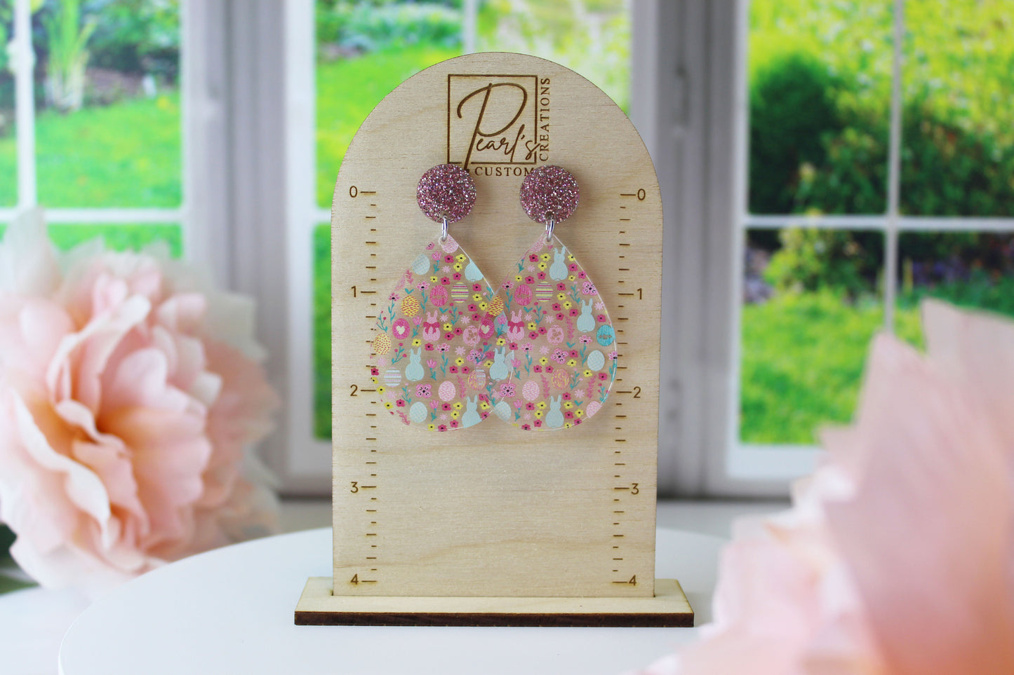 Customizable Easter Dangle Teardrop Earrings