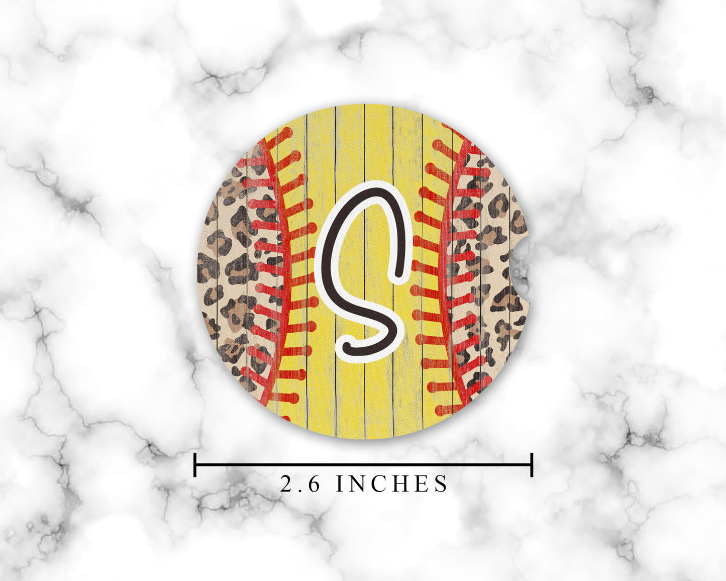 Personalized Leopard Print Softball Car Coasters