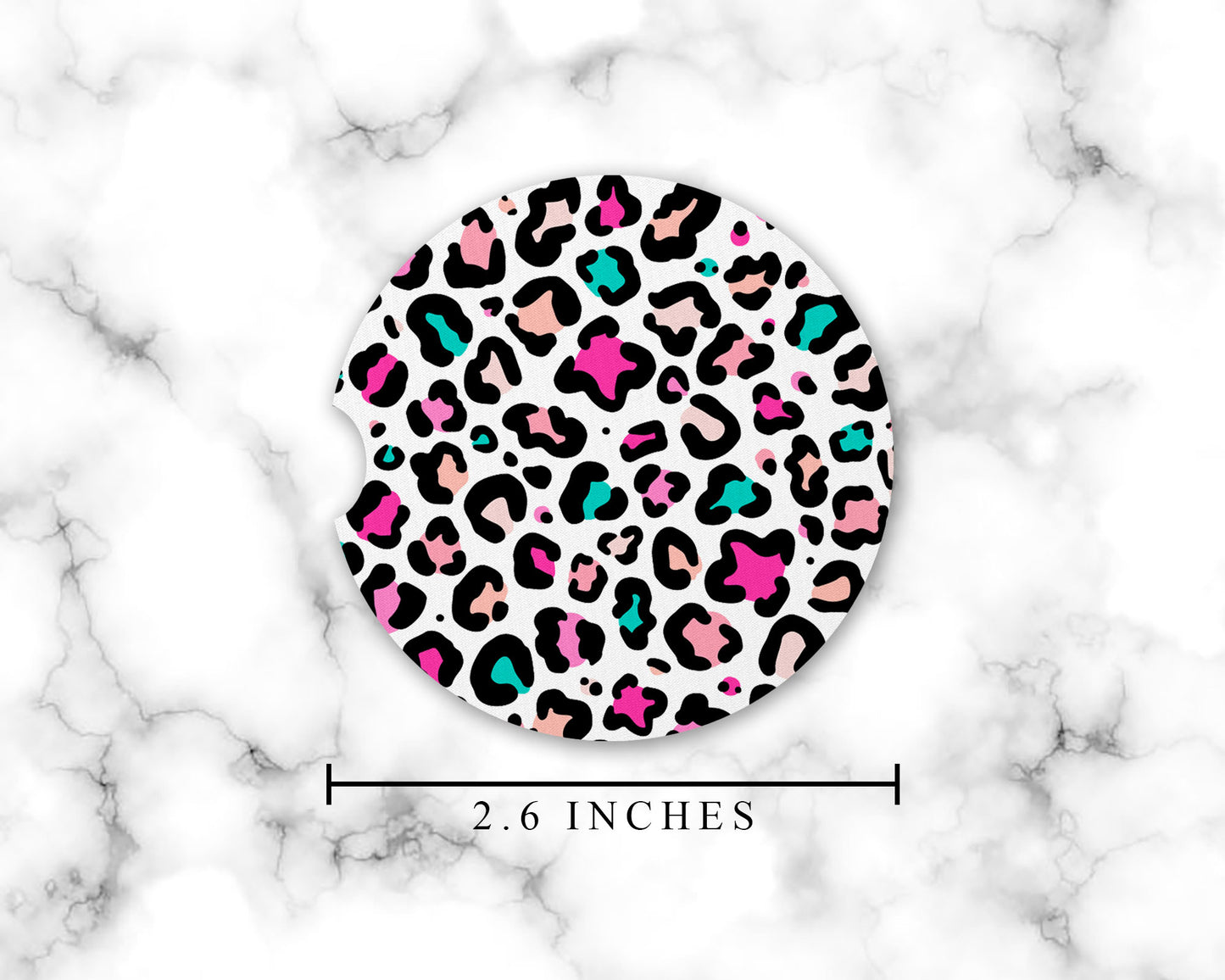 Teal and Pink Leopard Print Car Coasters