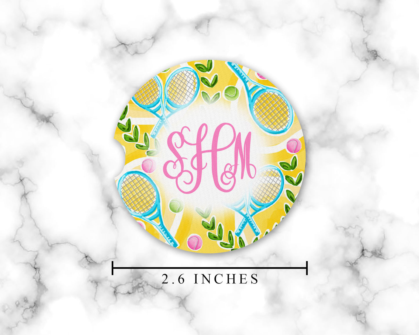 Personalized Yellow Tennis Car Coasters