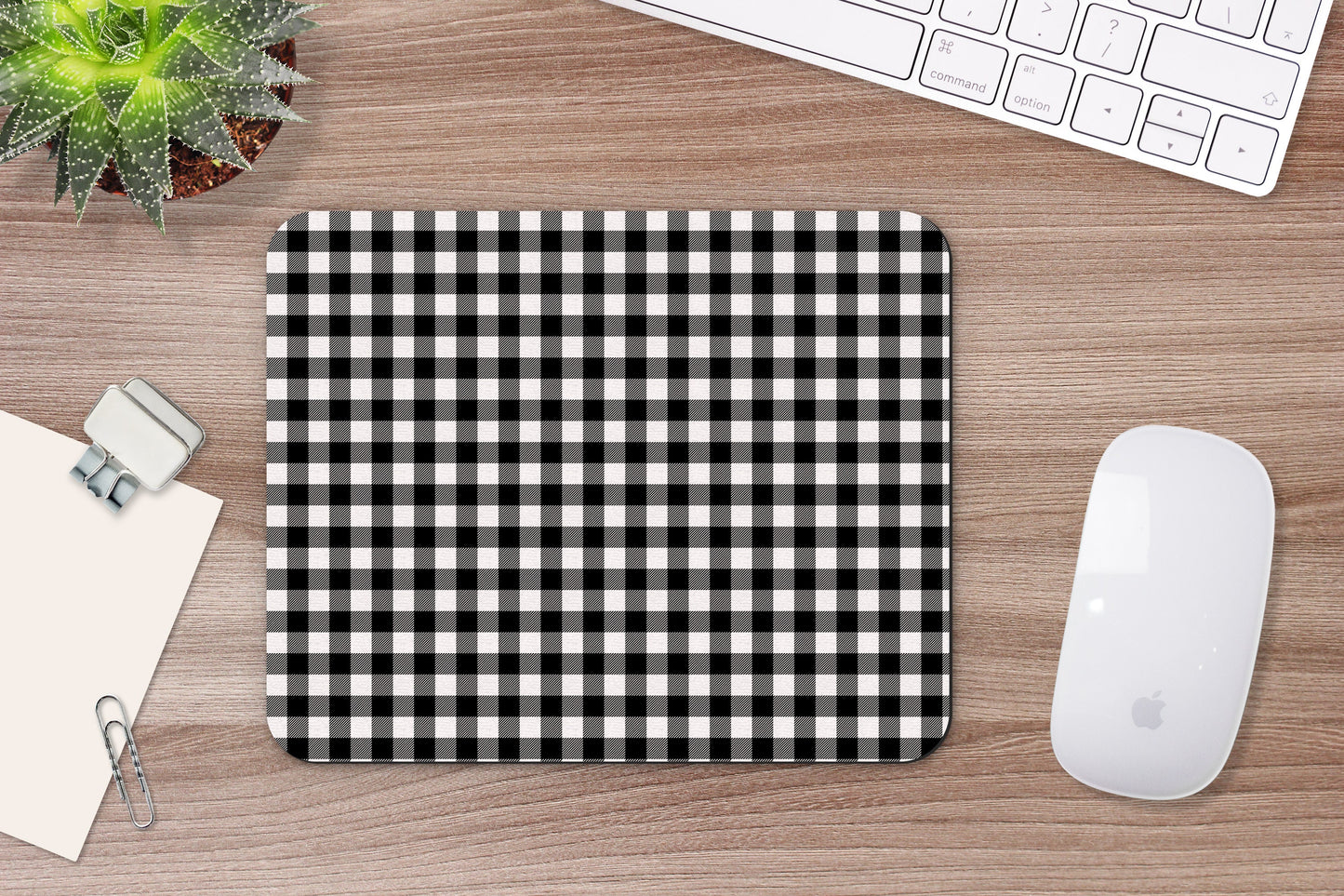 Black & White Buffalo Plaid Mouse Pad and Desk Set