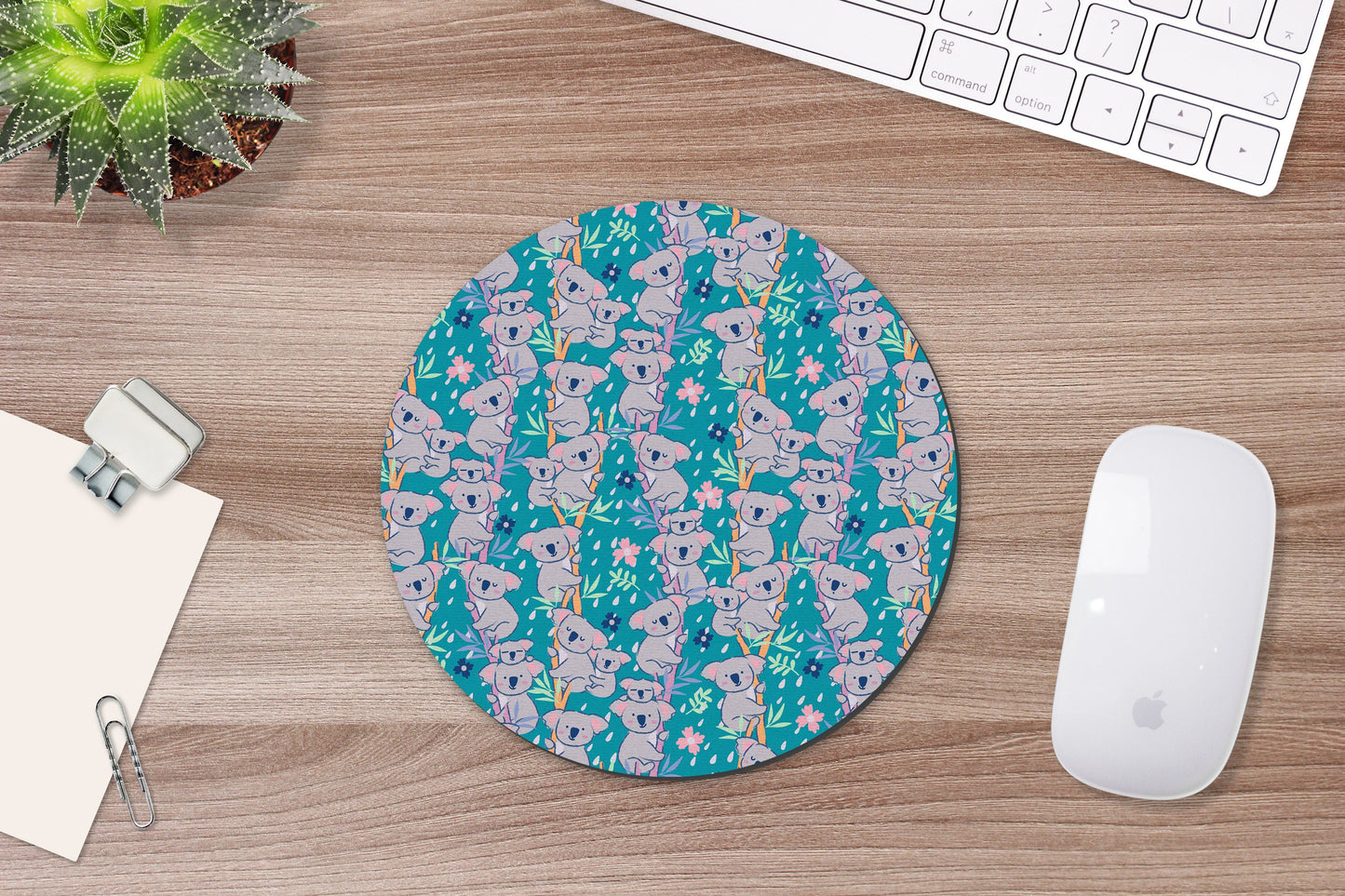 Teal Koala Mouse Pad and Desk Set