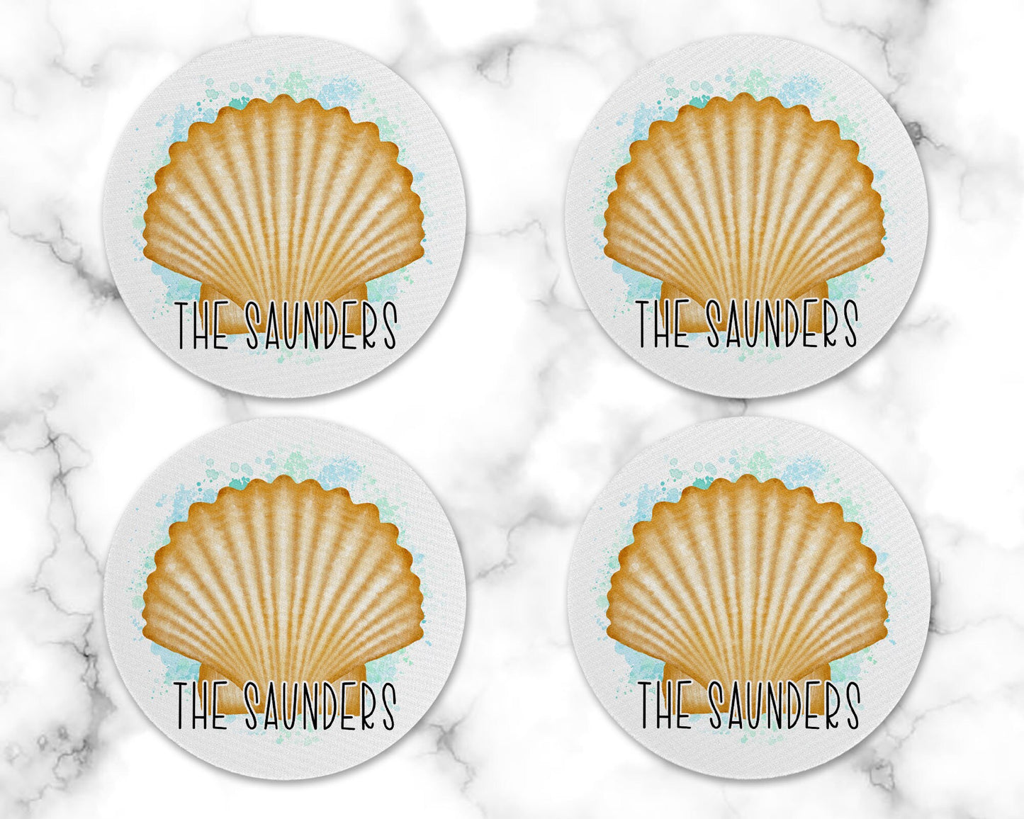 Personalized Seashell Drink Coaster