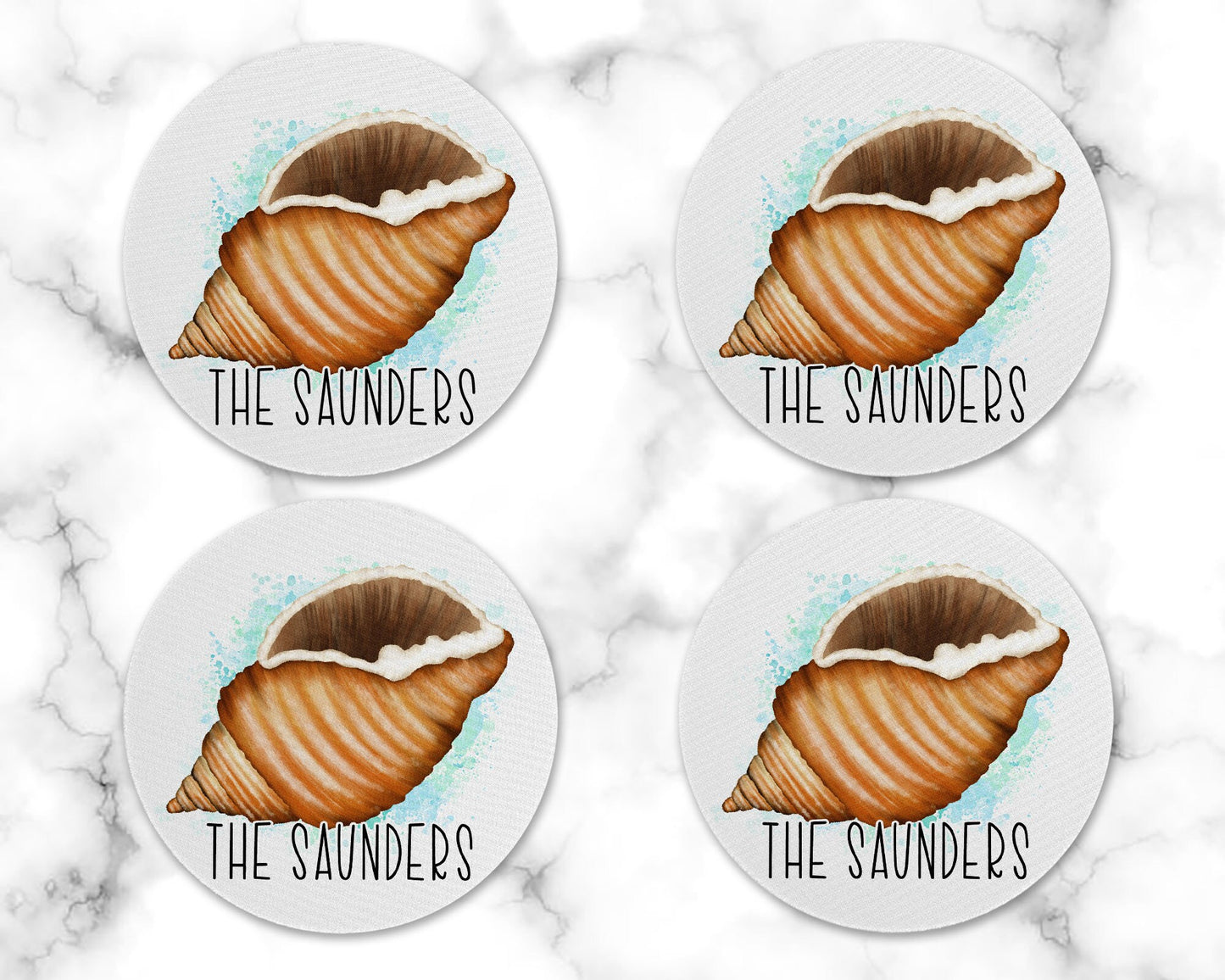 Personalized Conch Shell Drink Coaster