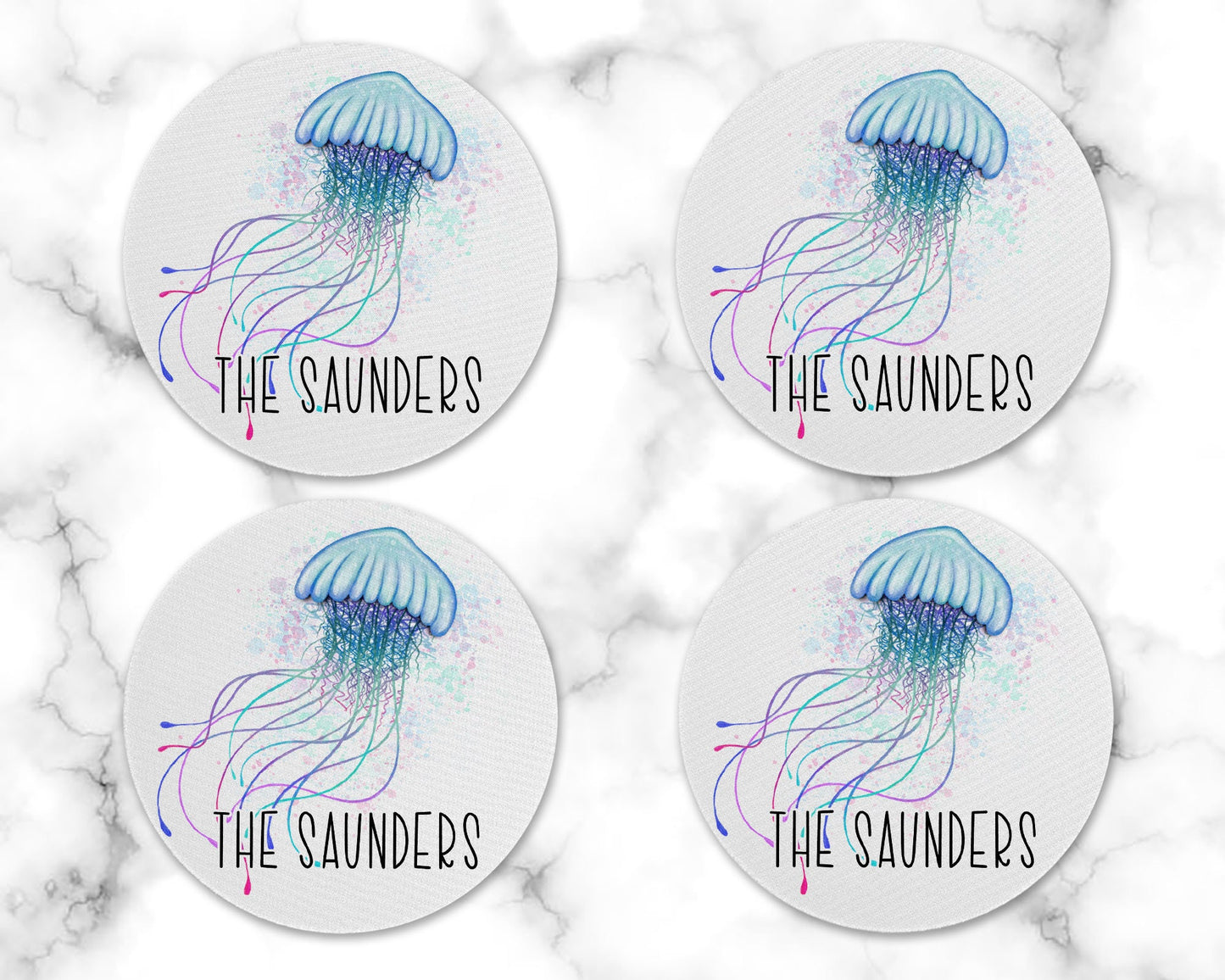 Personalized Jellyfish Drink Coaster