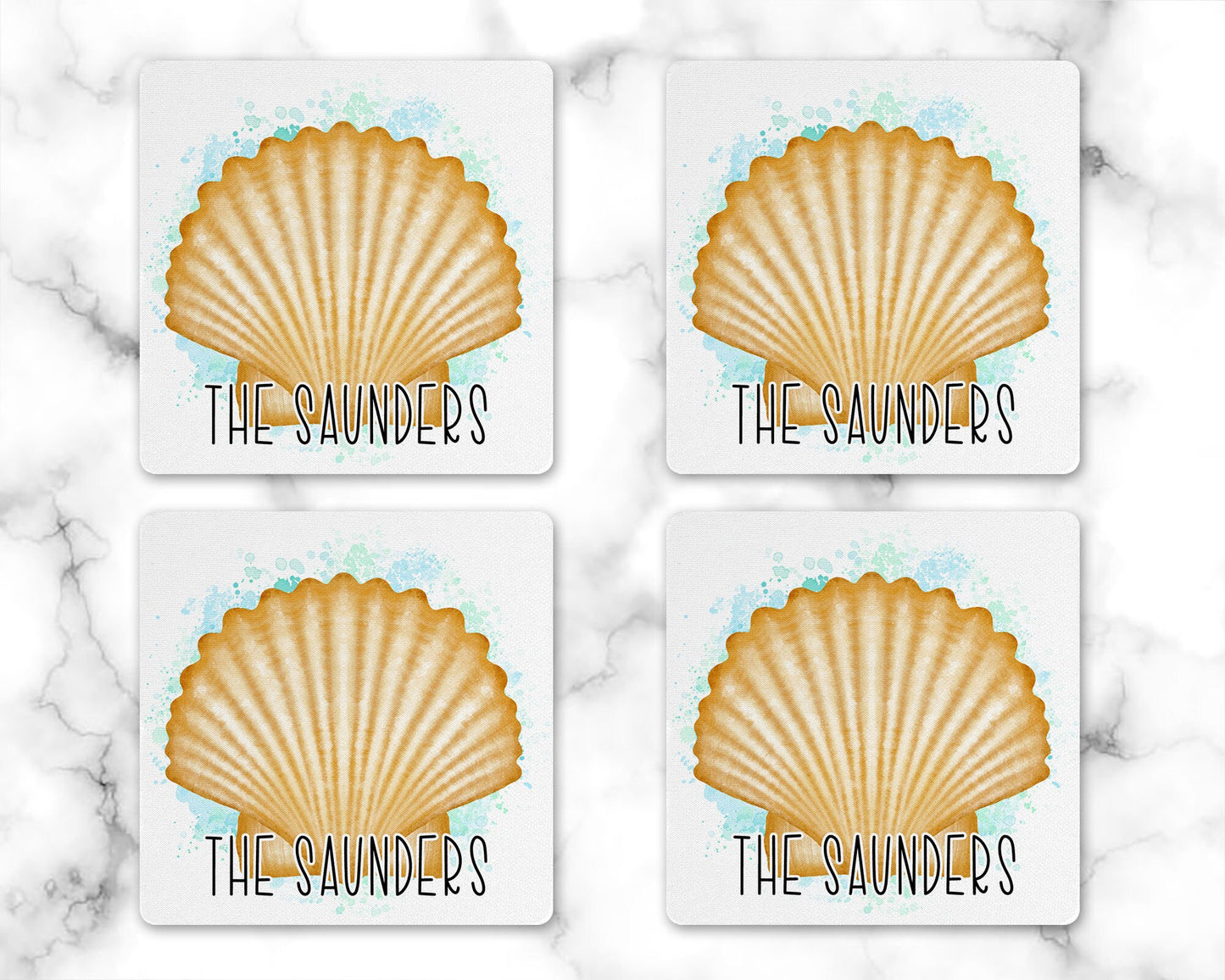 Personalized Seashell Drink Coaster