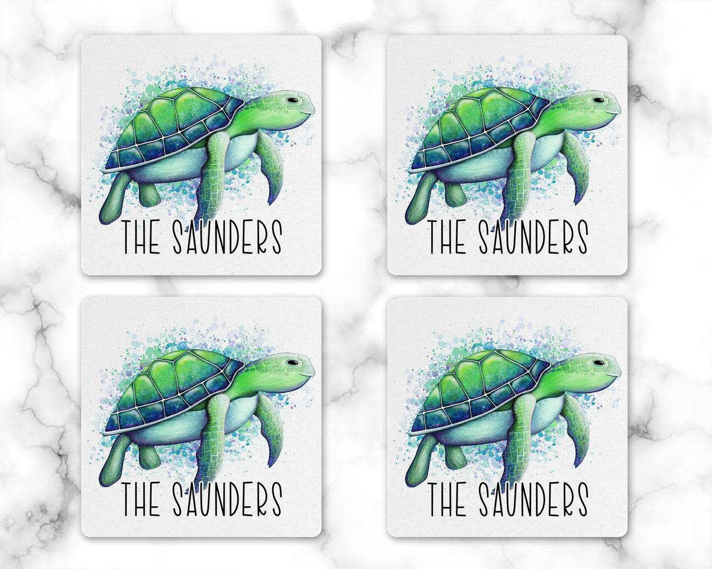 Personalized Sea Turtle Drink Coaster